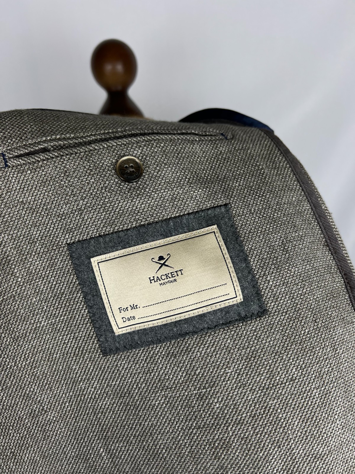 HACKETT Mayfair Solid Gray-Beige Double-Breasted LinenWool Sport Coat 38US48IT