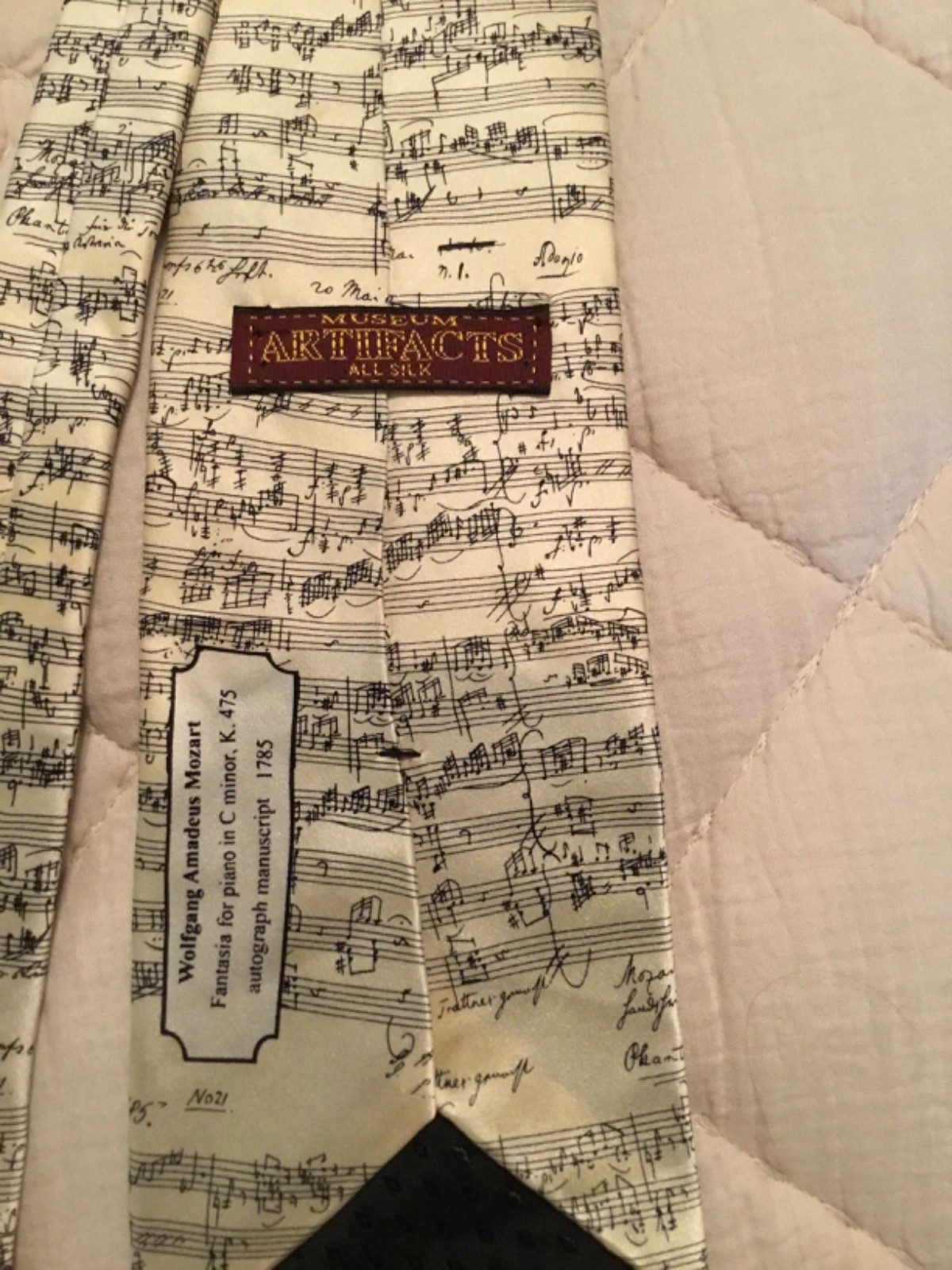 Museum Artifacts Men’s Necktie Wolfgang Amadeus Mozart Fantasia in C Minor