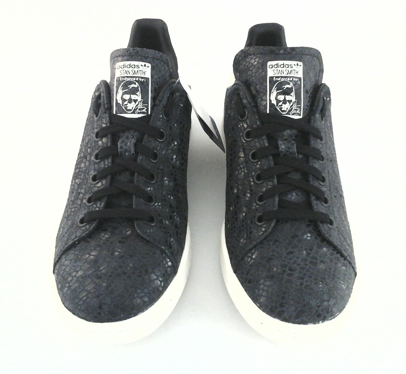 Adidas Stan Smith Womens Shoes S77344 Black Snake Emb. Leather US 8.5 EU 40 2/3