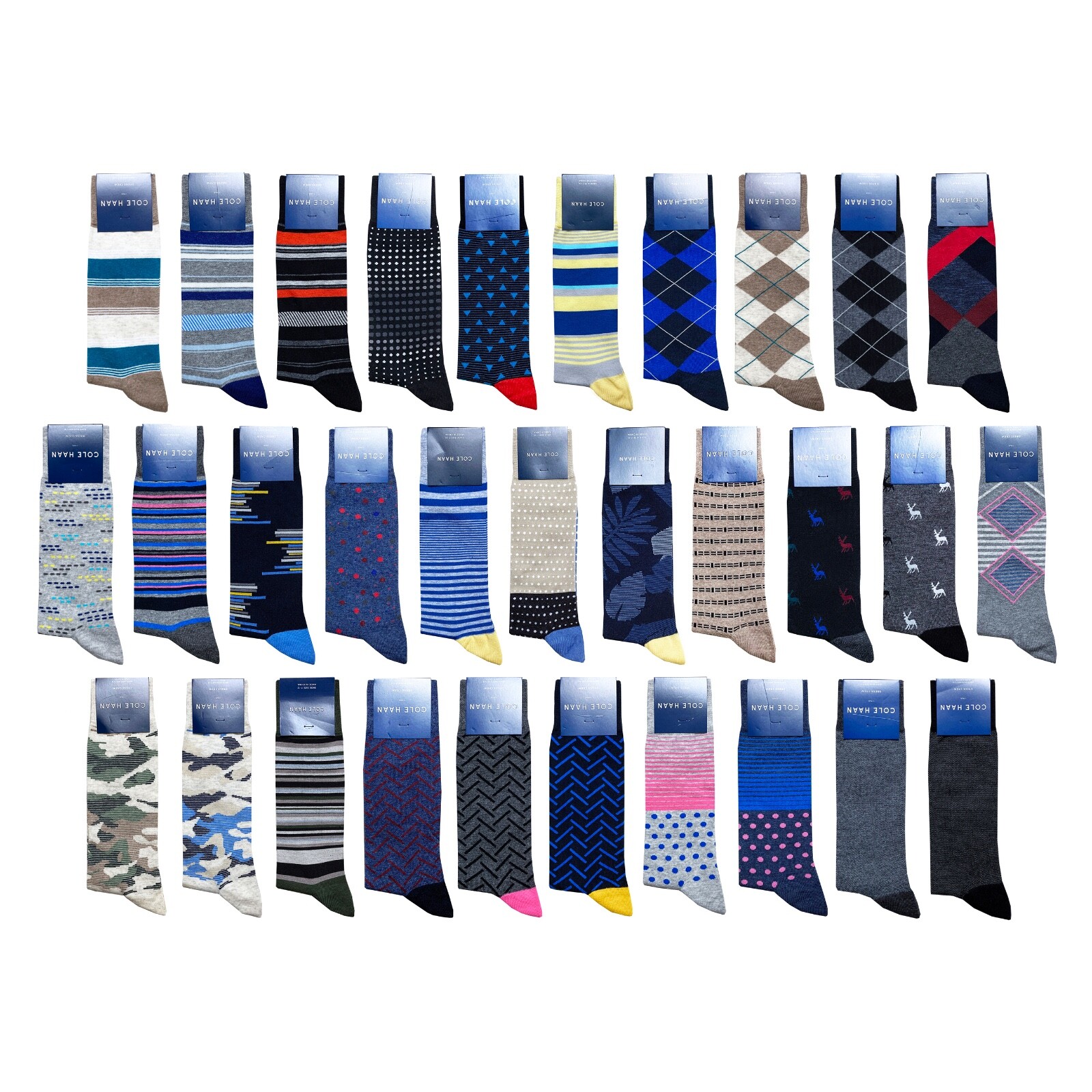 Cole Haan Mens Dress Socks Crew Combed Cotton Blend Soft