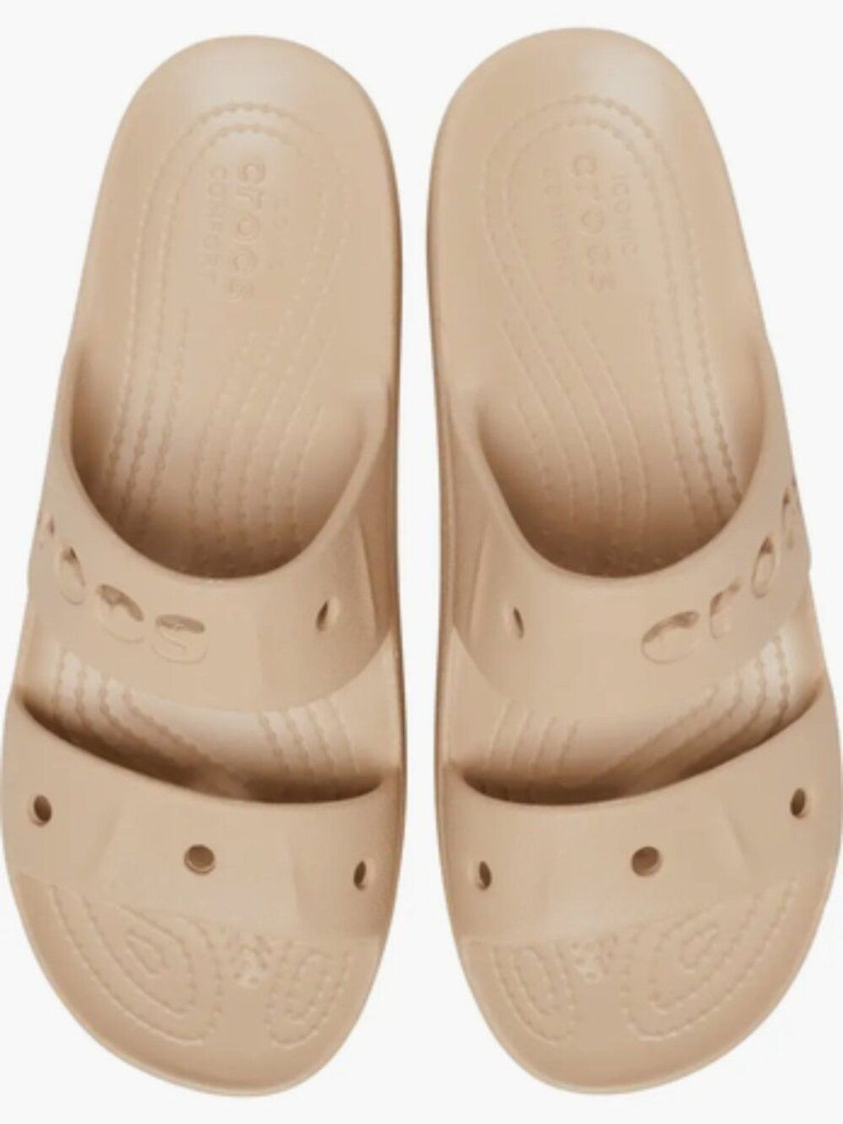 CROCS Baya Platform Slide Sandal Double Two Strap Wedge Chai Tan Beige Sz 7 NEW