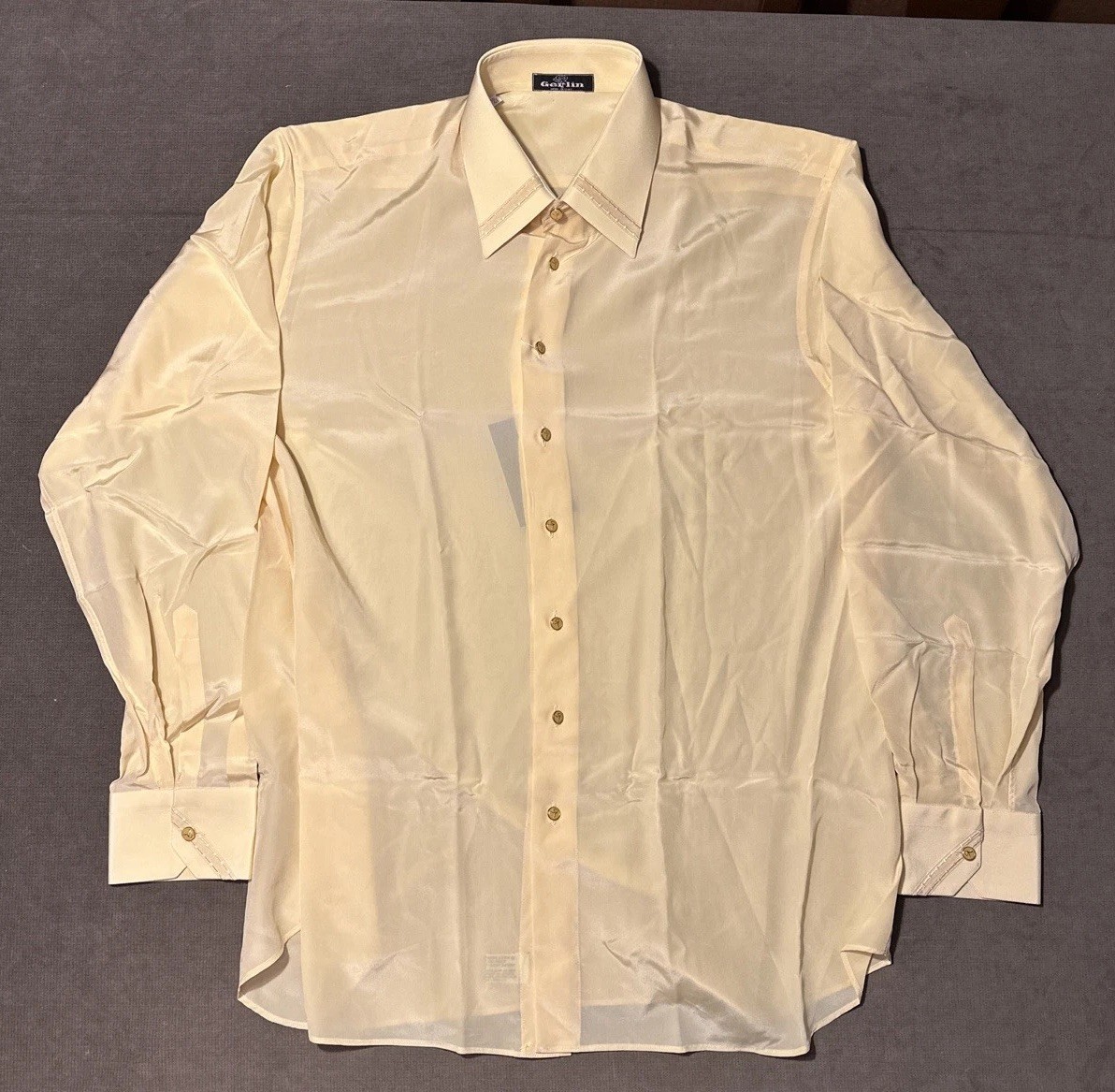 ITALIAN LUXURY 895$ GERLIN Shirt Yellow Cotton & Silk 16-41 BIJAN See Details