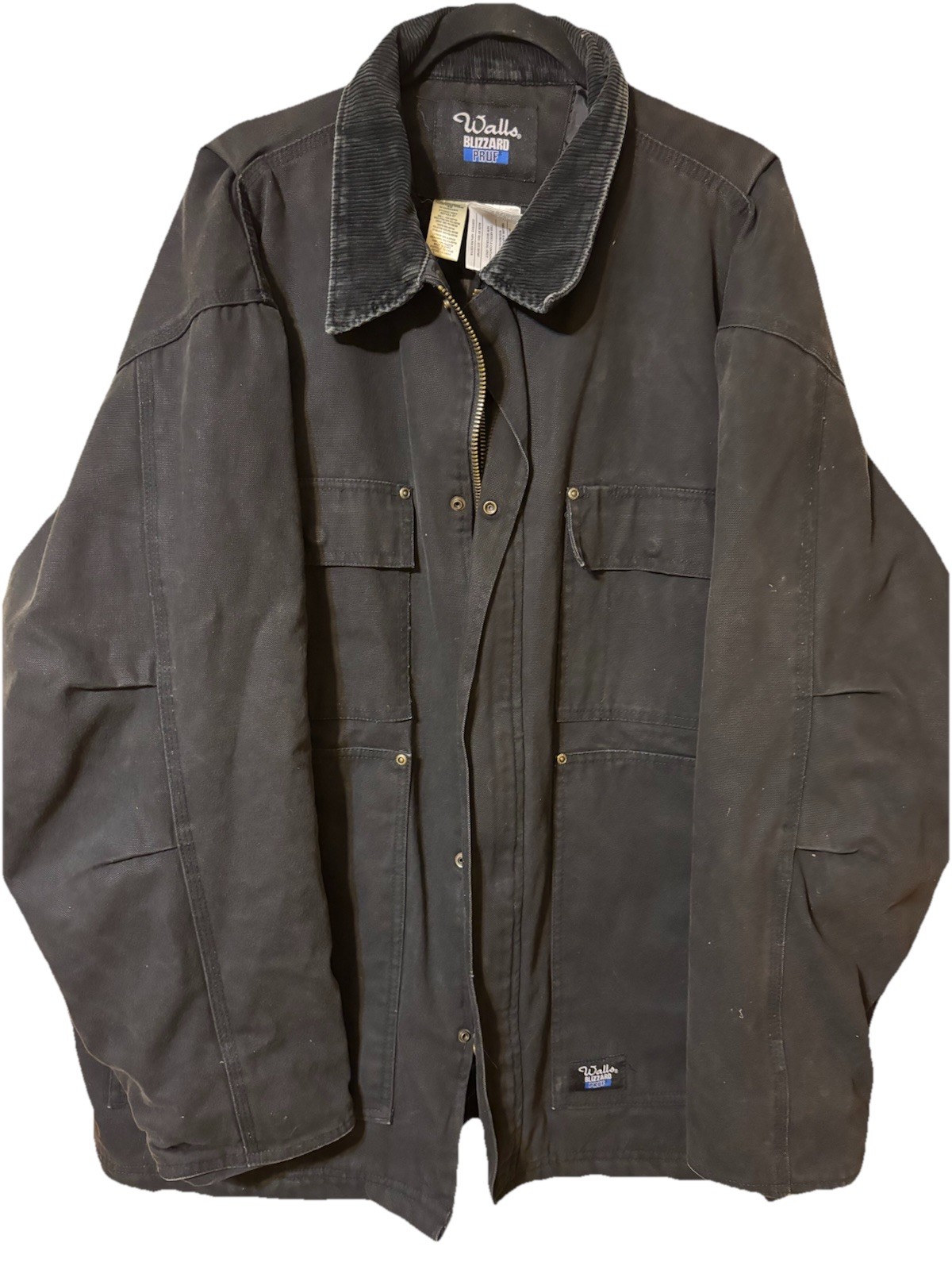 Walls Blizzard Pruf Jacket Black Size 2XL 50-52 Pockets Zip Snap Insulated Lined