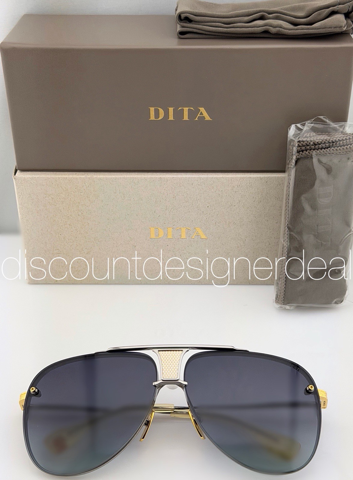 DITA Decade Two Sunglasses Silver Gold Gray Gradient 62mm DRX-2082-A-SLV-GLD NEW