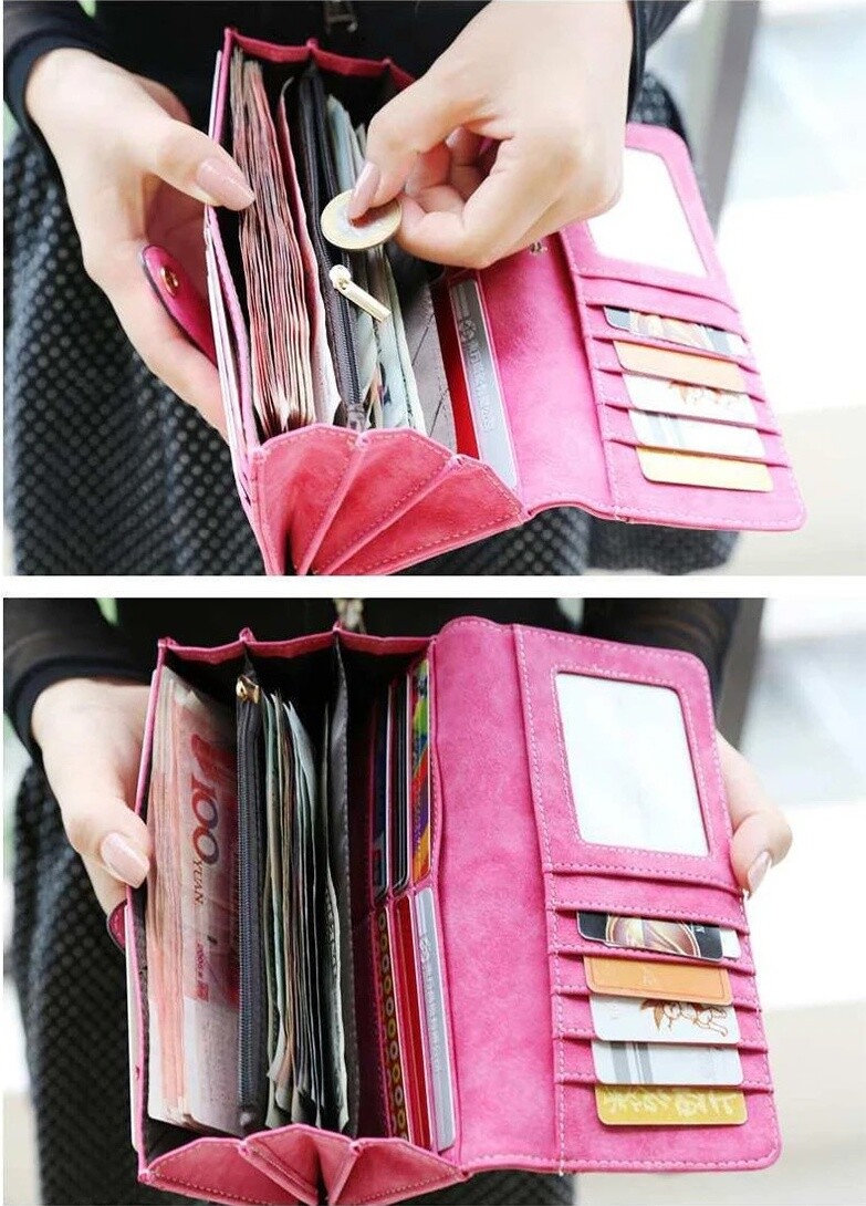 Women PU Leather Wallet Clutch Long Phone Card Holder Purse Handbag Best Gift US