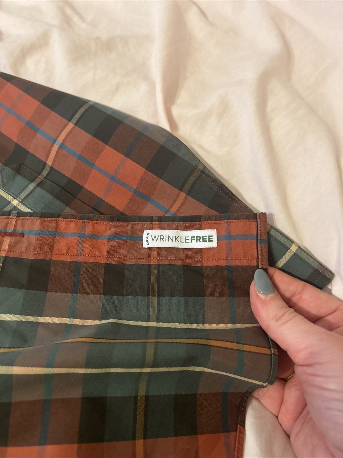 Orvis Men’s Check 100% Cotton Barrel Cuff Dress Shirt Size Large Multicolor