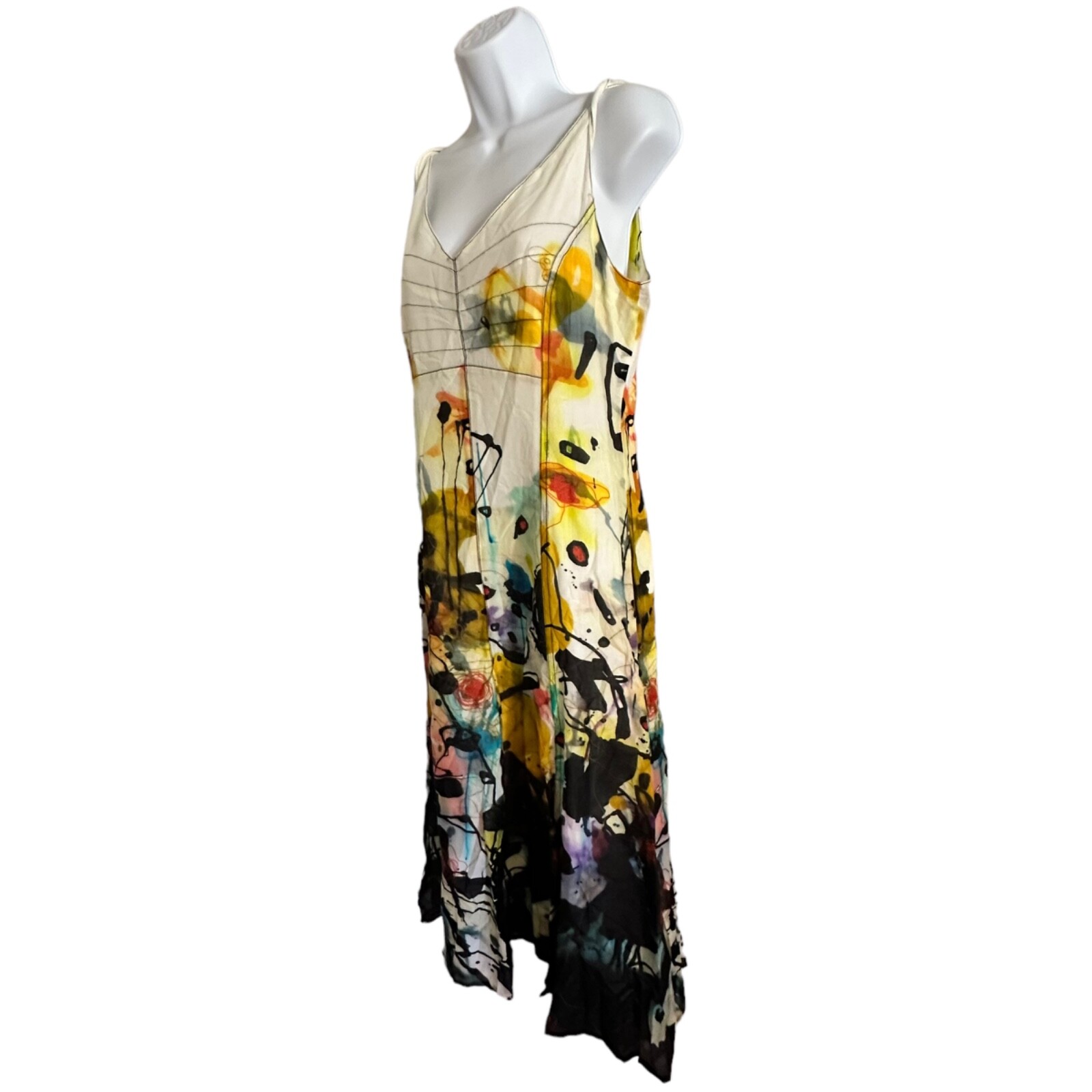 Apanage Femme dress size 8 watercolor print and embroidery
