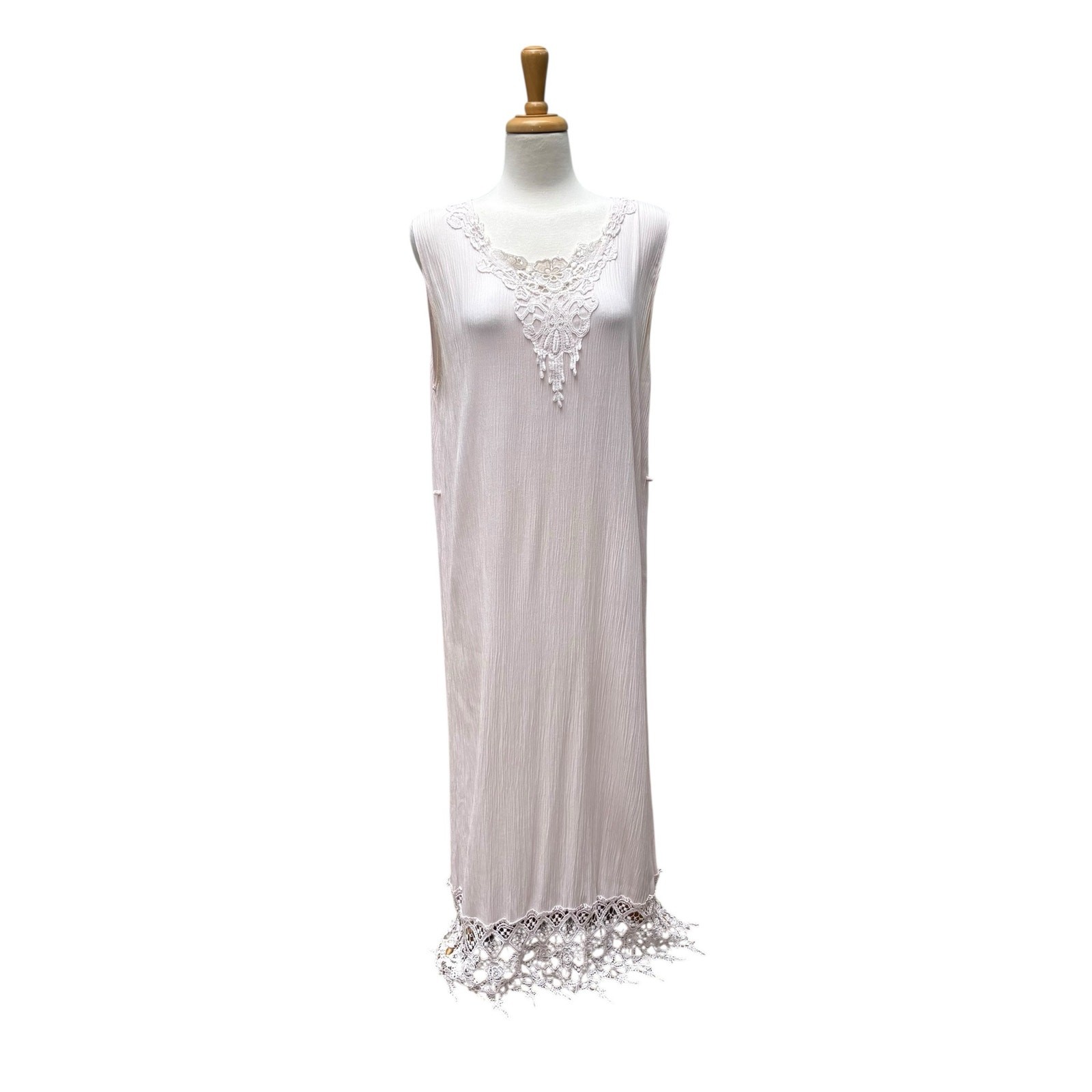 VTG Magnet Art Lynn Yang 2 Piece Set Maxi Dress Top Sz L Pastel Pink Crochet 90s