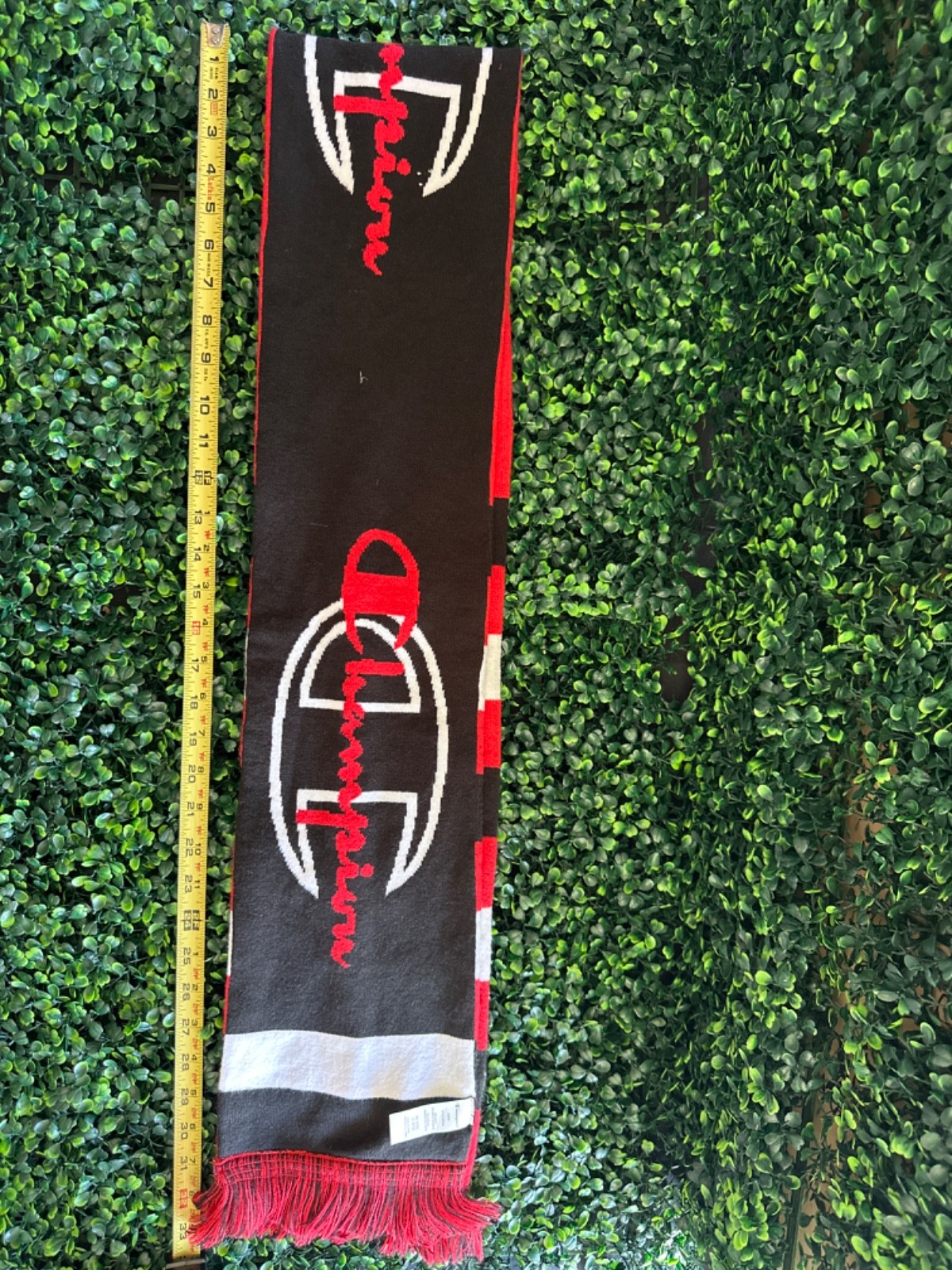 Champion Reversible Scarf Red White Blac One Size Logo Design 64 Inches