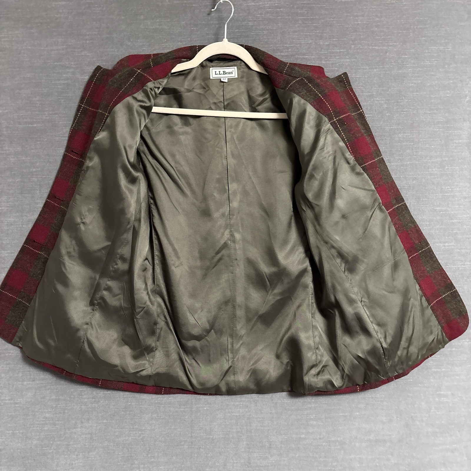 Vintage LL Bean Blazer 6 Petite Red Brown Plaid Classic Holiday Casual Career