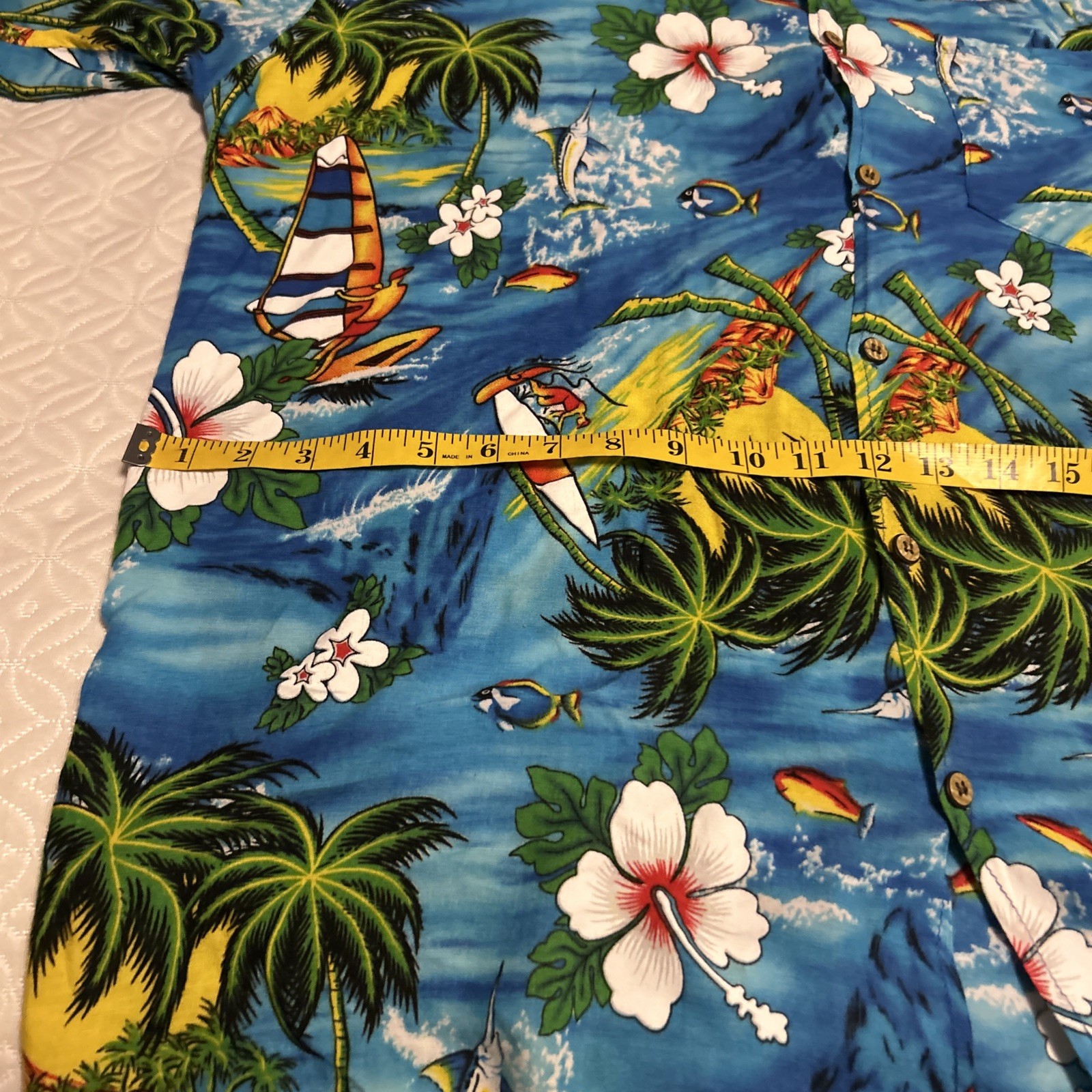 ISLAND EXPRESSIONS 100%RAYON hand wash Blue Button Front size XXXXL