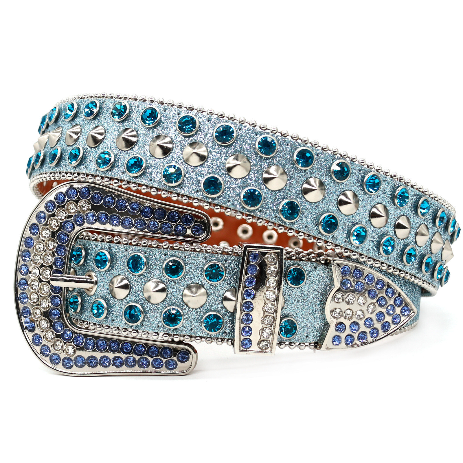Western Rhinestone Belt for Women Men Rivet Studded Y2K Bling Leather Belts
