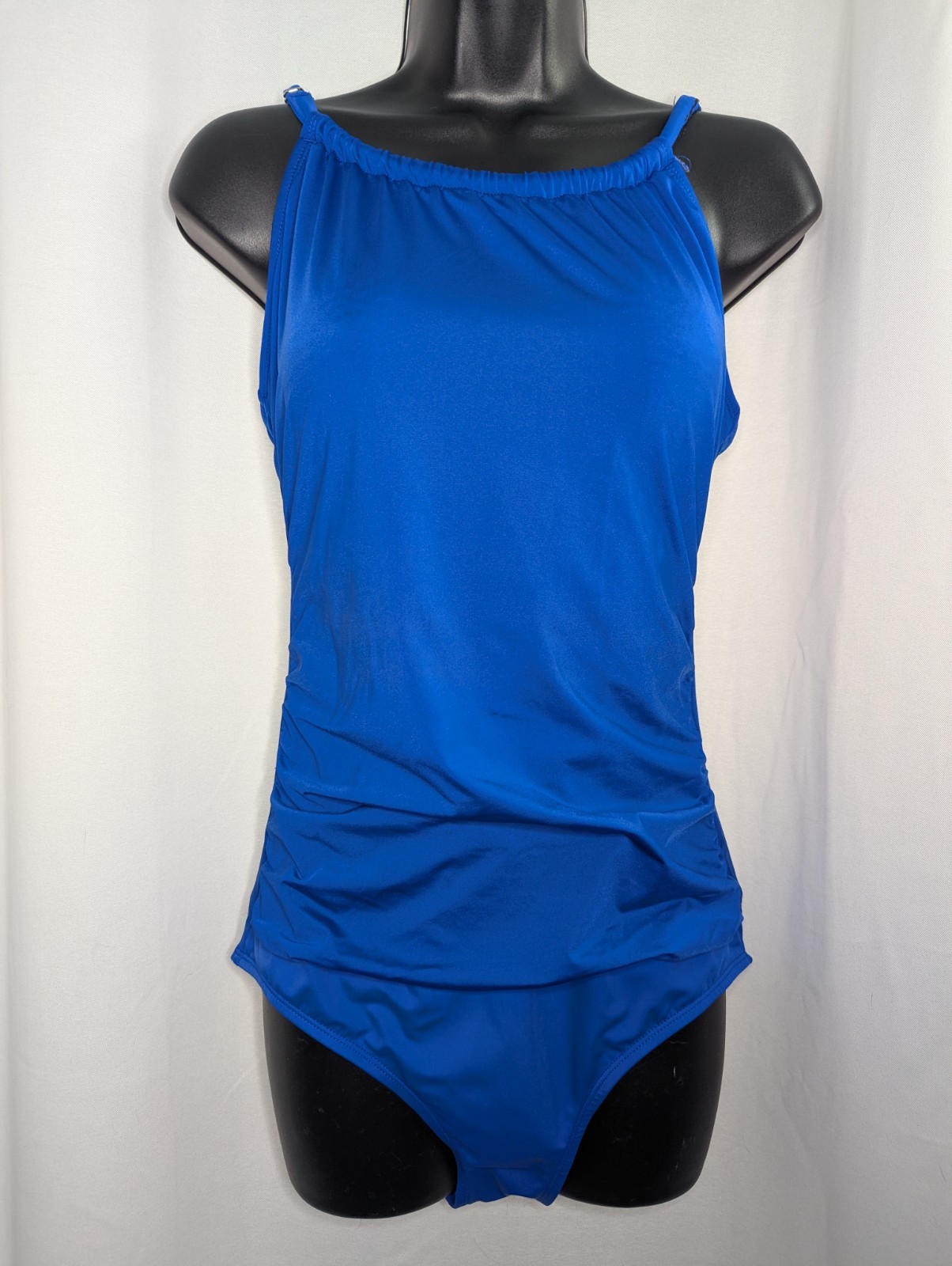 Jantzen Classic One Piece Swimsuit Royal Blue Ruched Size Approximate