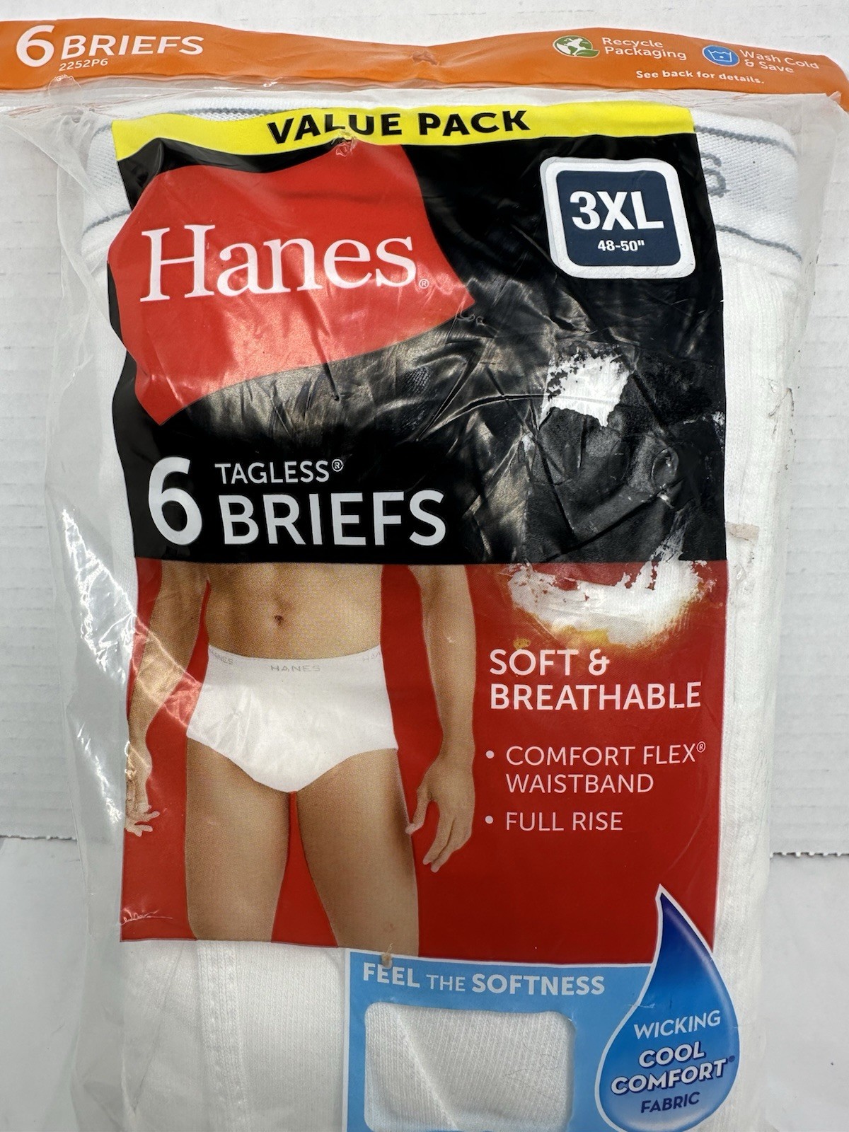 NEW MEN’S “HANES 100% COTTON 6 PACK FULL RISE BRIEFS” Choose!