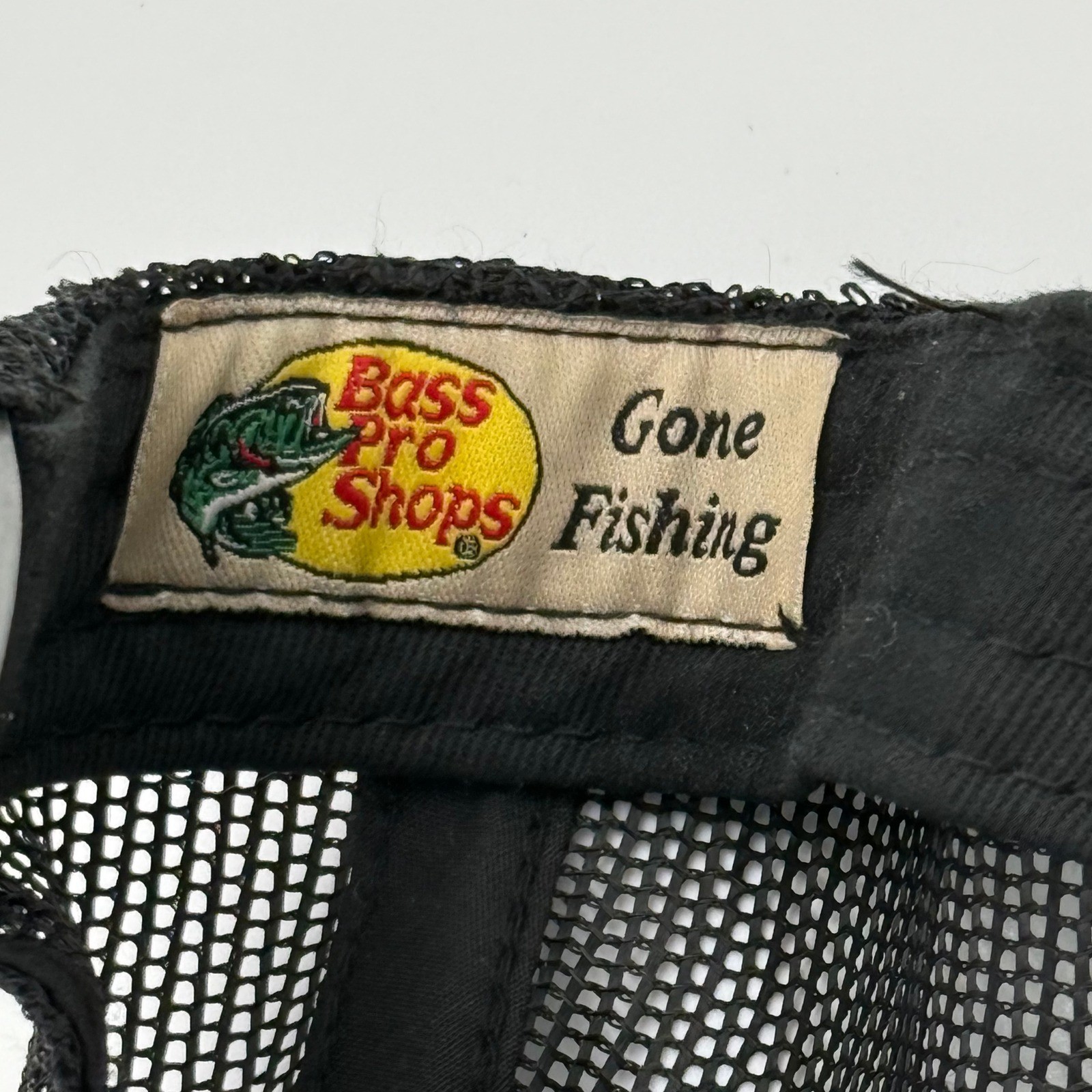 Bass Pro Shops Mesh Trucker Hat Black Snapback Fishing Cap Distressed OSFM