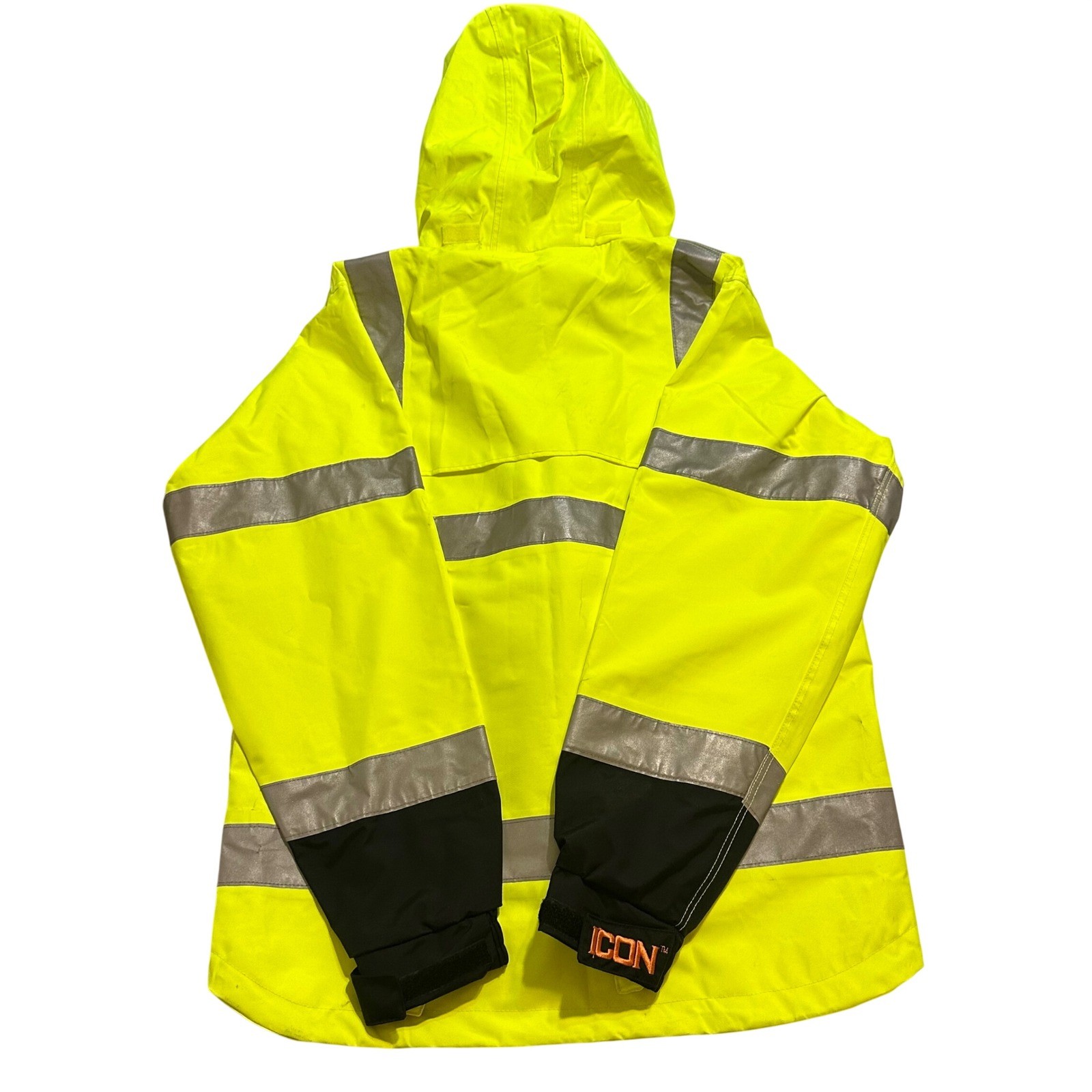 Tingley Jacket Mens M Yellow High Visibility Reflective Zip Hooded Outdoor Shell