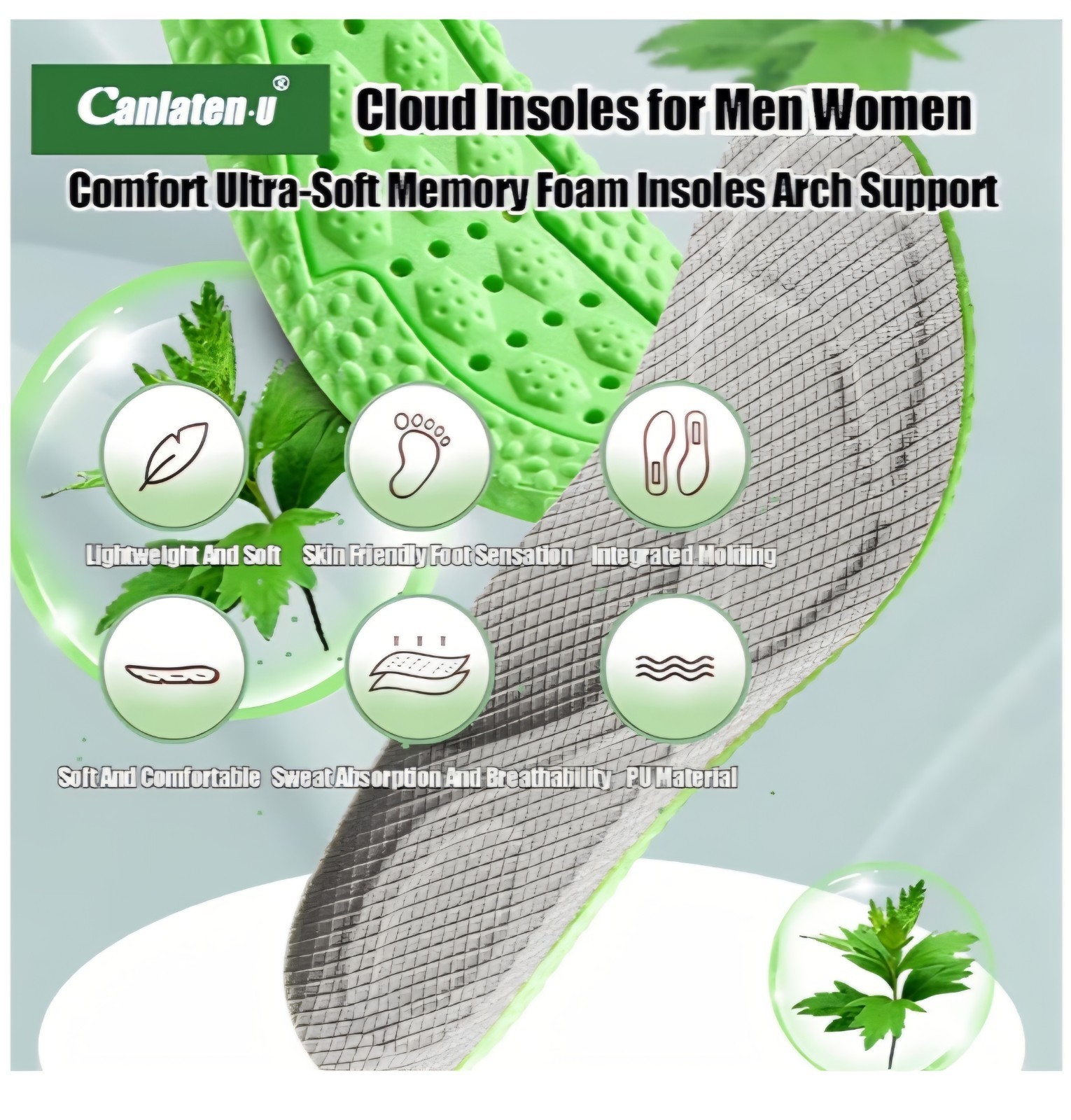 Cloud Sports Insoles Memory Foam Arch Support New Men Women Cushioned SZ 8-11