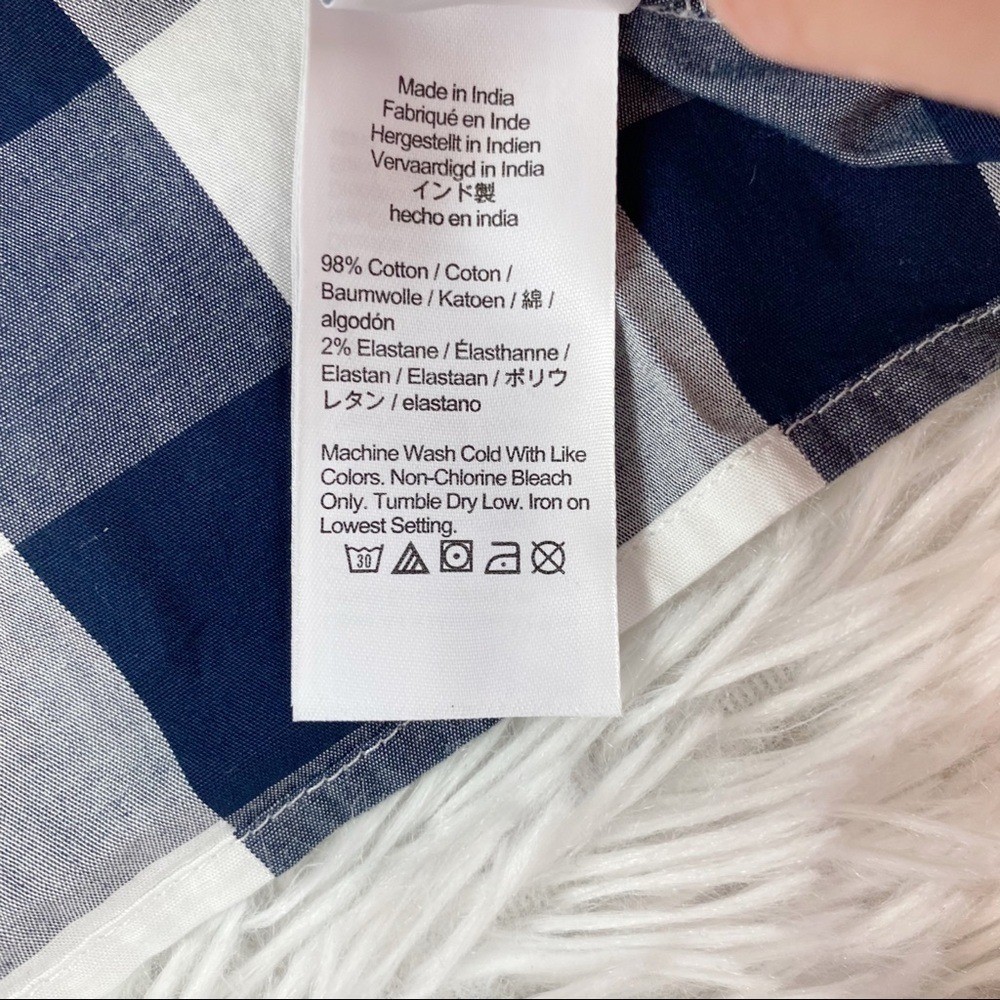 J Crew New Gingham plaid belted shirtdress long sleeve button up black white