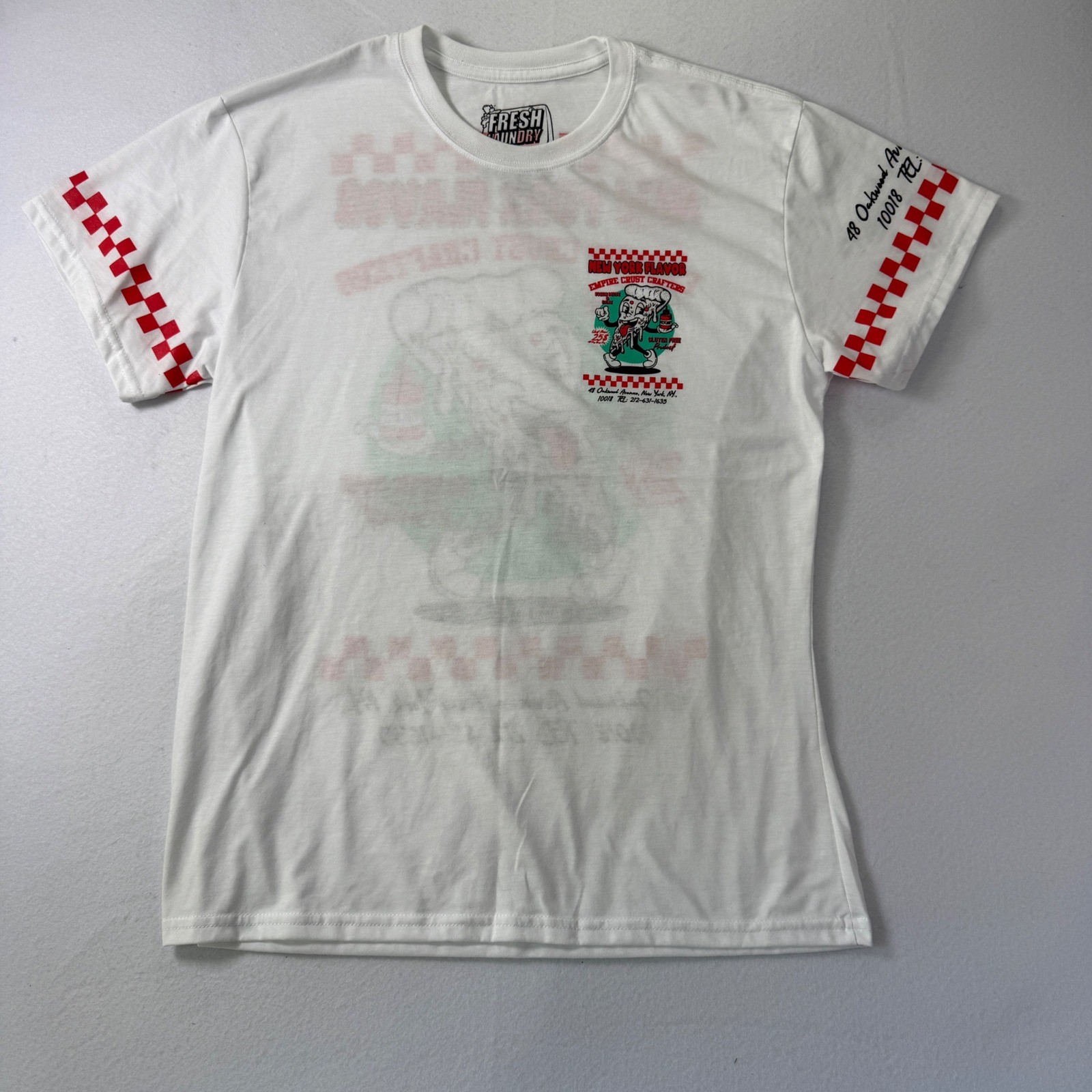 Fresh Laundry New York Flavor Pizza T-Shirt Mens L White Graphic Tee NYC NWOT