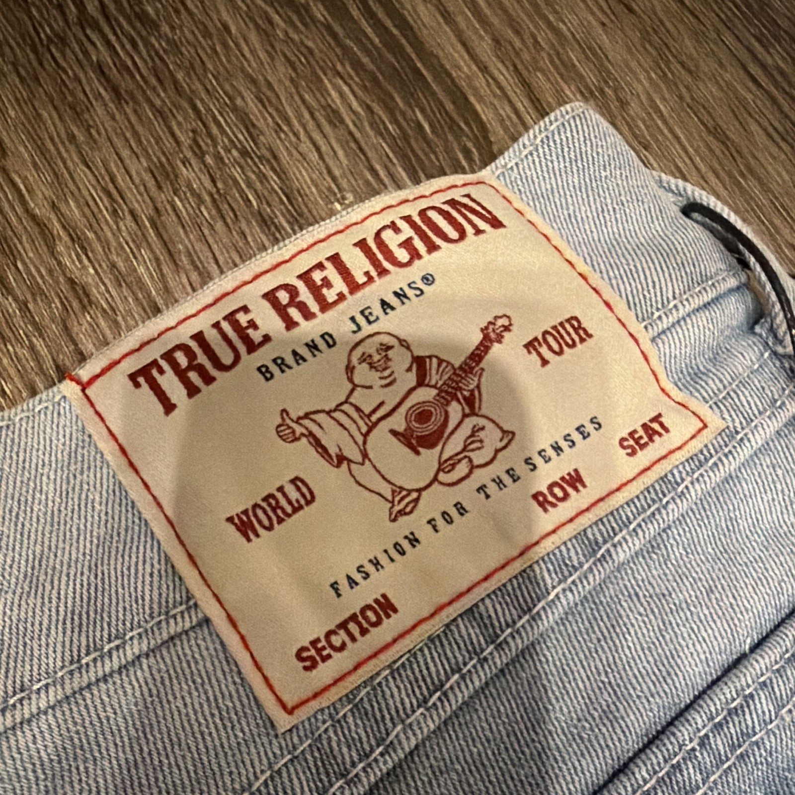 True Religion Men’s Relaxed Slim Blue Light Wash Denim Jeans, 5-Pocket