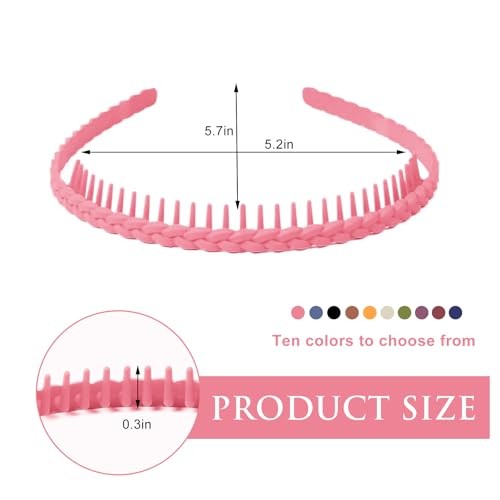 YONOY 10 PCS Braided Thin Headbands for Women, 1 Count (Pack of 10) Color B