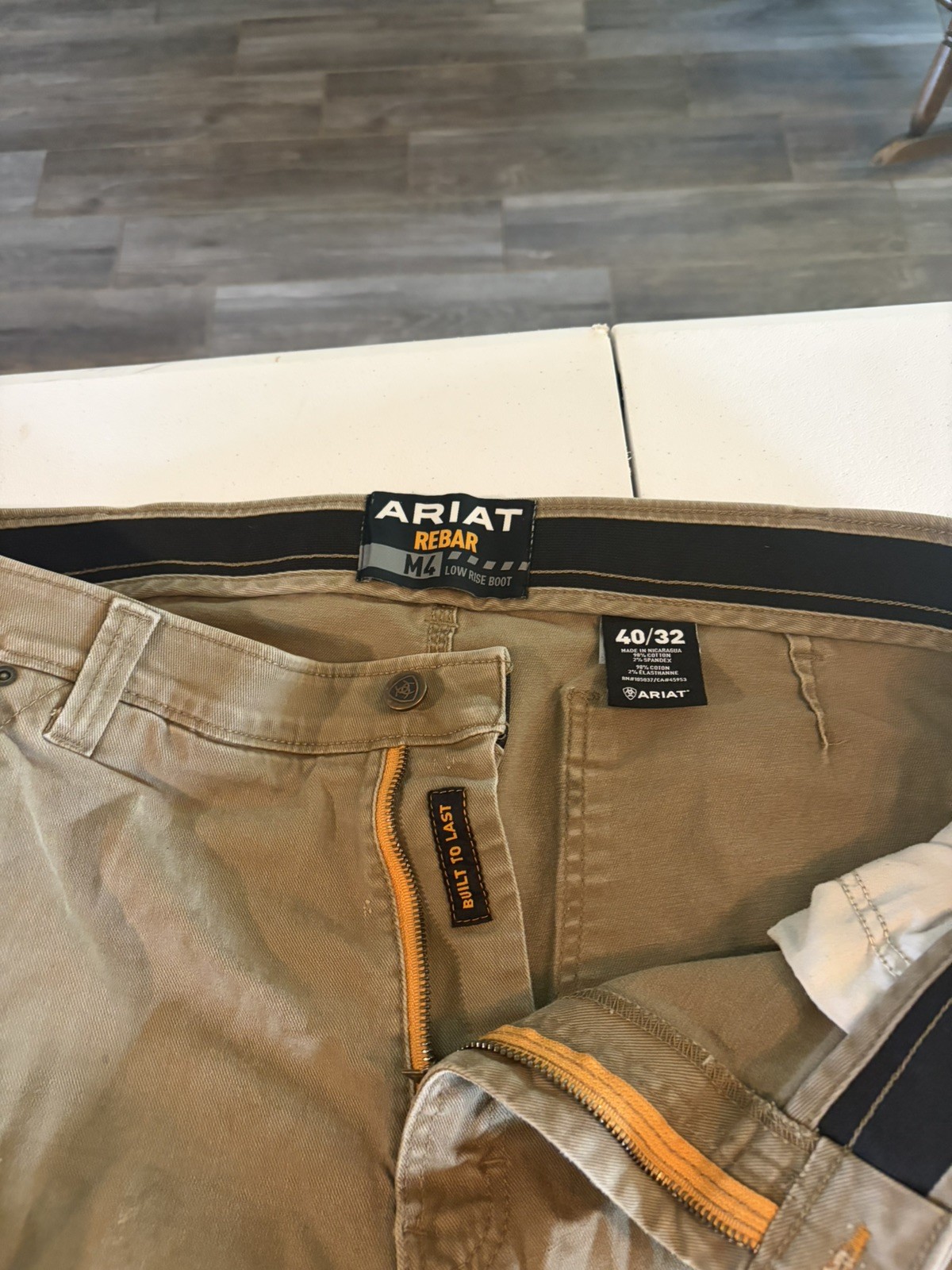 ARIAT Rebar M4 Low Rise Boot cut Work Pants Mens Khaki Size 40×32