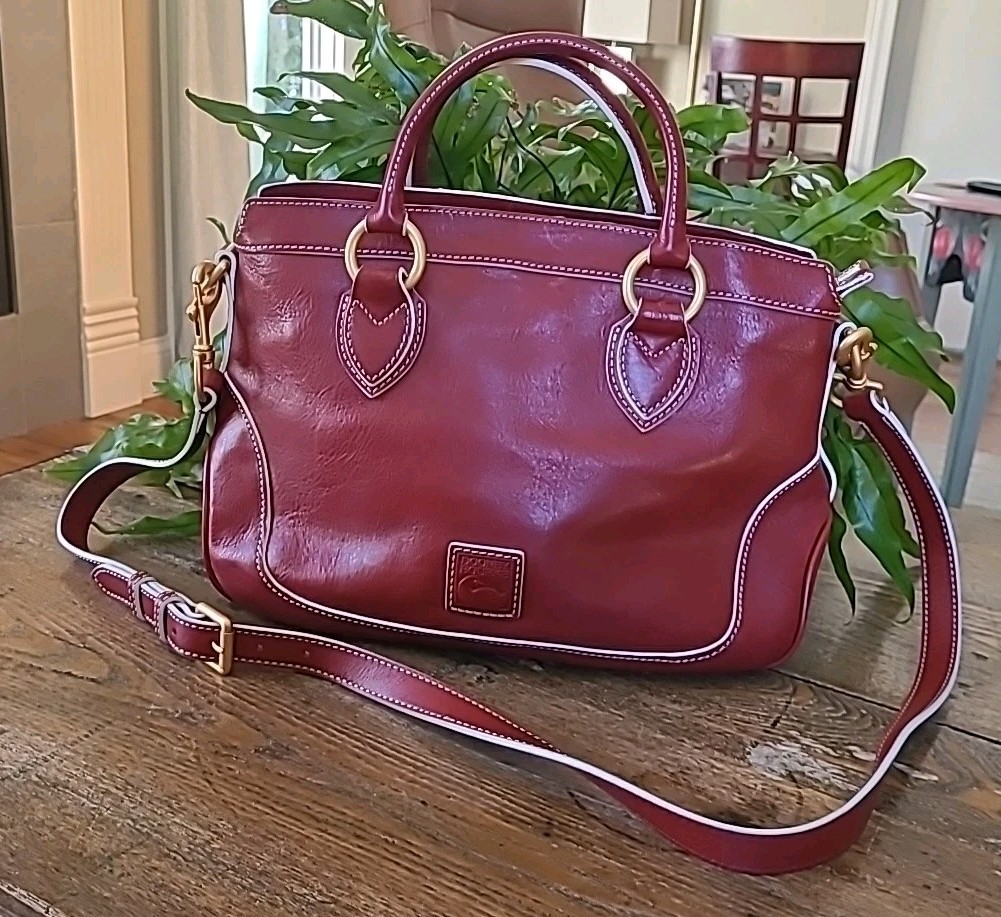 Dooney & Bourke Red Large Florentine Shopper Leather Handbag Crossbody Dust Bag