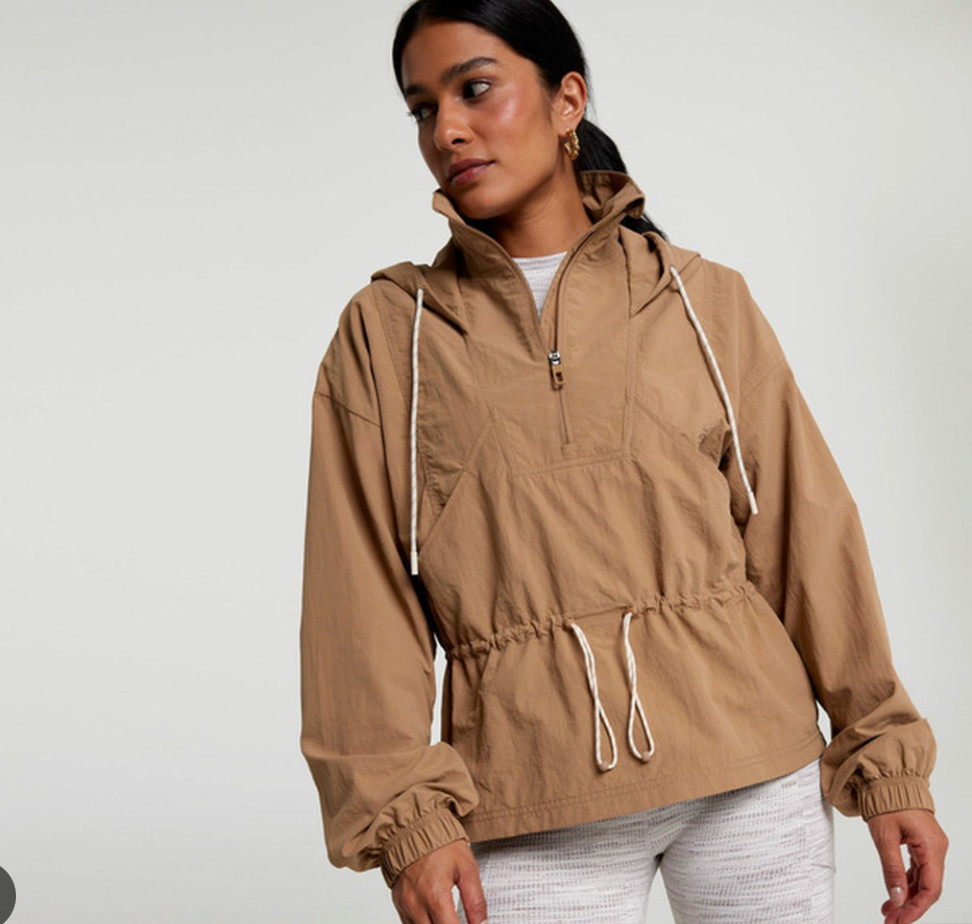 NWT Calia Womens Size XS Hooded Windbreaker Tan Jacket MSRP $118