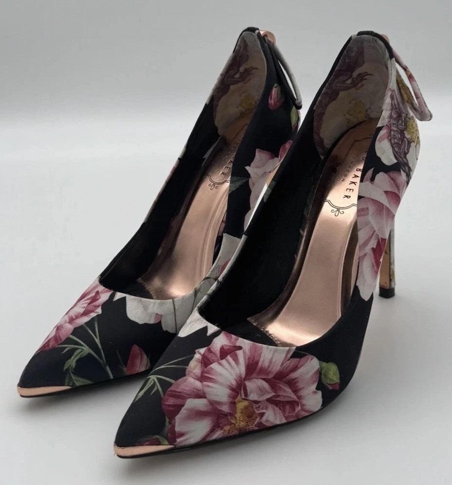 Ted Baker LIVLIAP Printed Slim Bow Court BLACK IGUAZU Women’s Shoes Size US 6