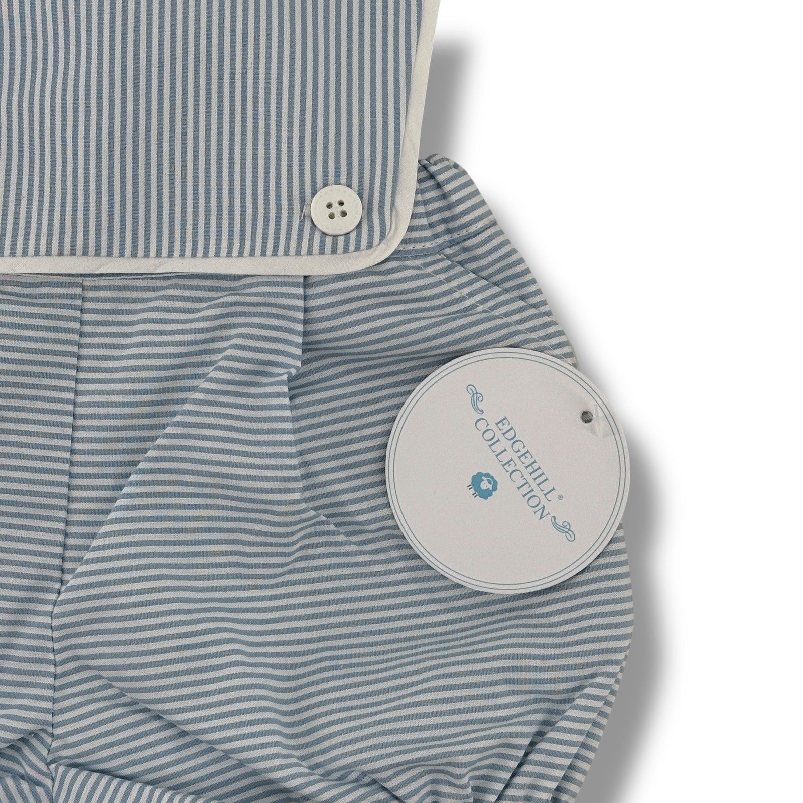 Edgehill Collection Bib Shortall Romper Baby Boys Sz Newborn Blue White Stripe