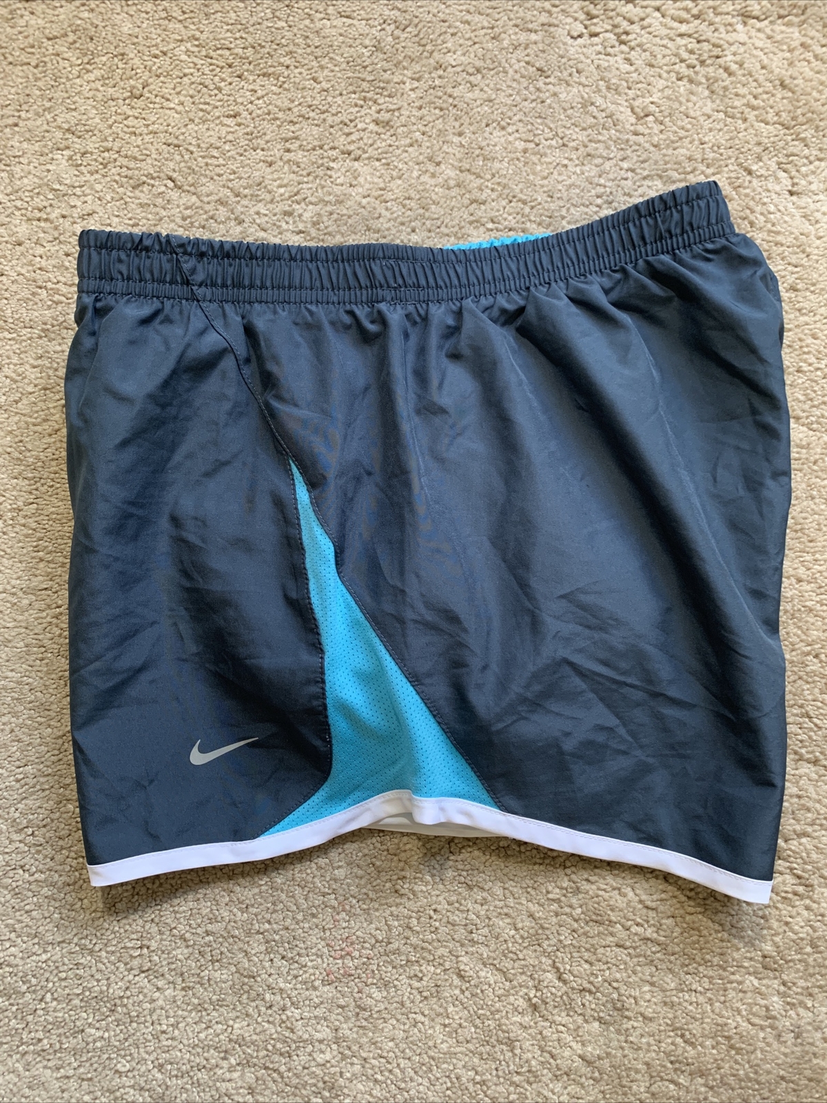EUC Nike Dri-FIT 3.5” Shorts w/ Liner Briefs GRAY BLUE WHITE MEDIUM MSRP $42
