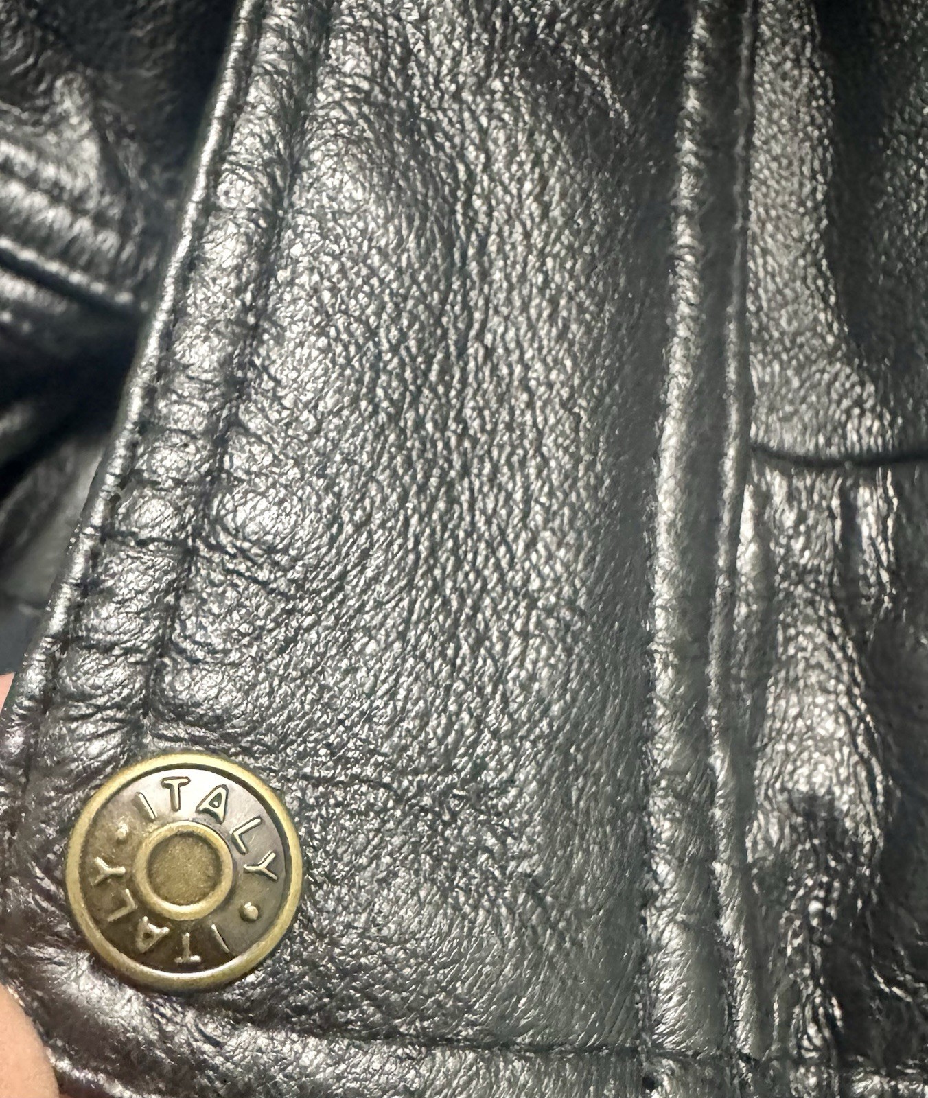 Gianni Velente Milano Black Genuine Leather Italian Button Biker Jacket Men’s XL