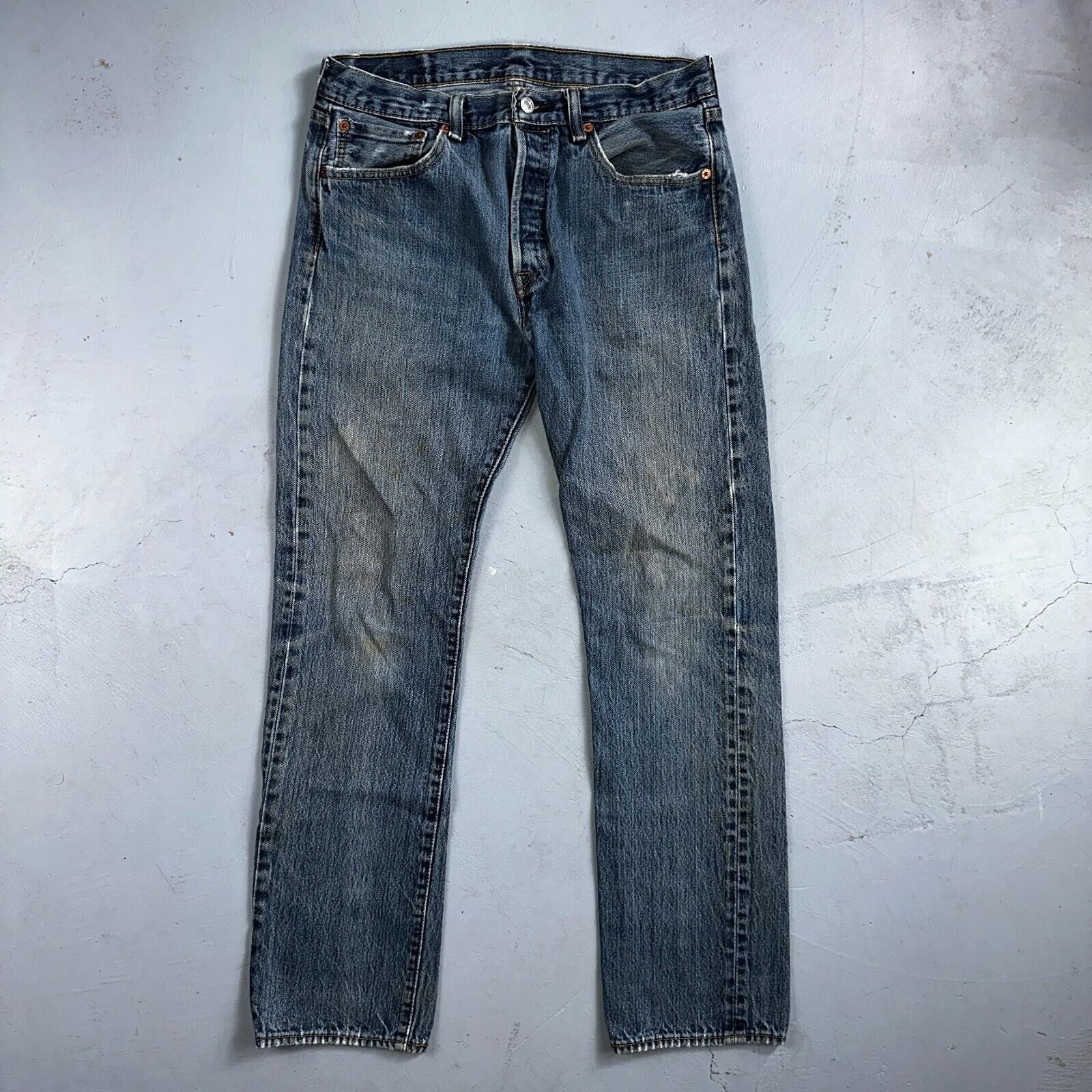Levis 501 Vintage Y2K XX Straight Leg Jeans 32×34 Med Wash 2000s Act 31×30
