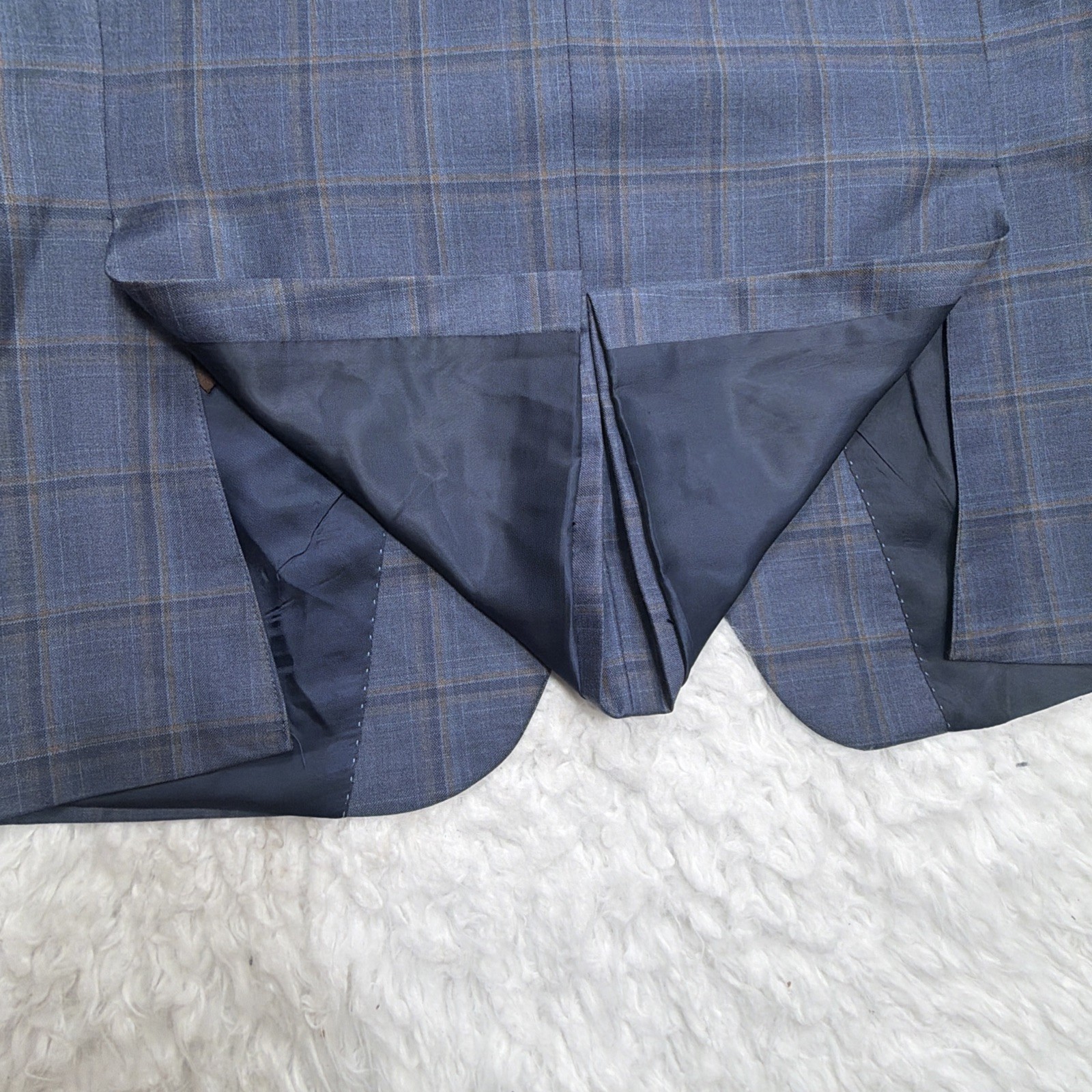 Peter Millar Sport Coat Blazer 42R Blue Plaid Windowpane Check Modern Formal Men