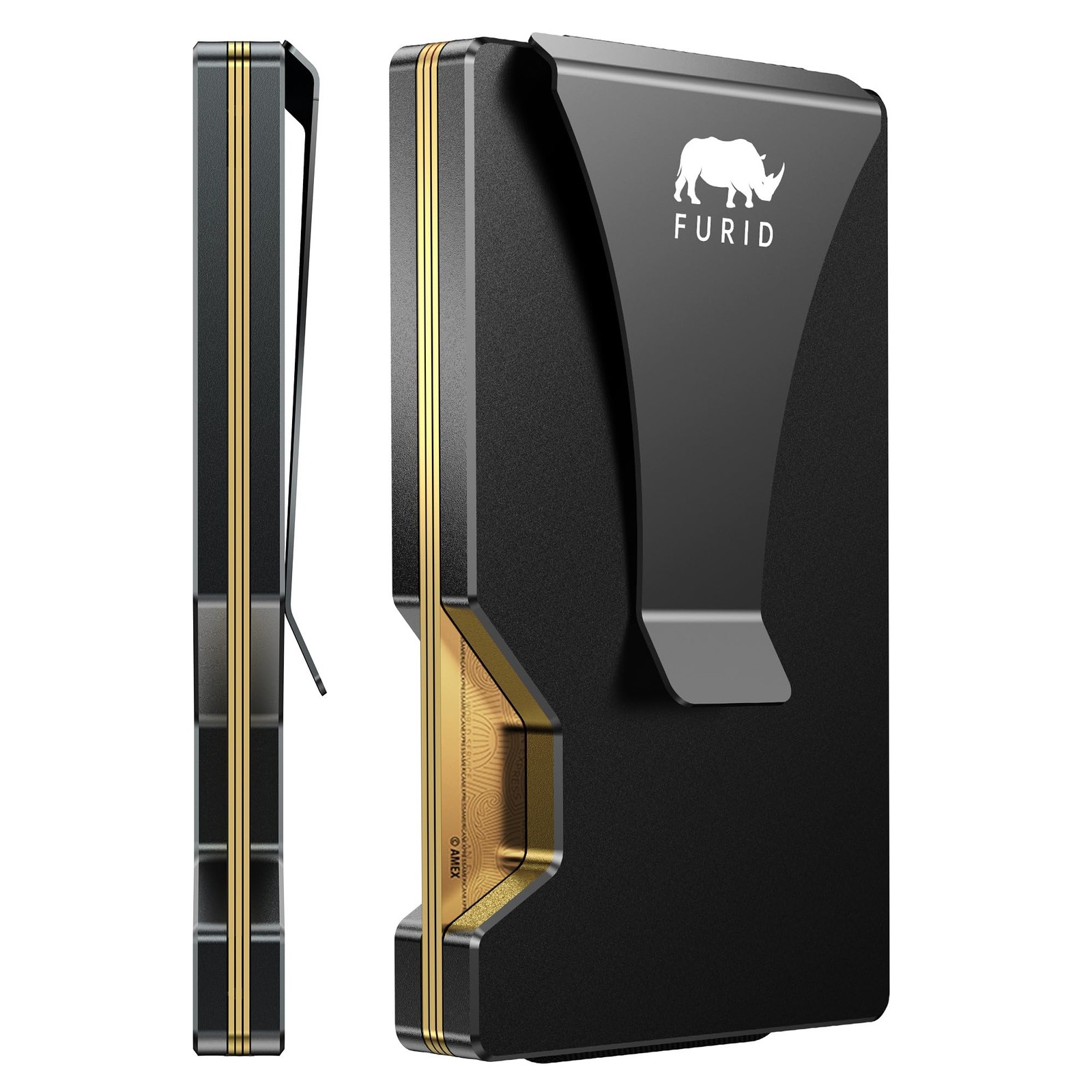 Minimalist Card Wallet for Men Slim: Rfid Metal Standard, Aluminum Black