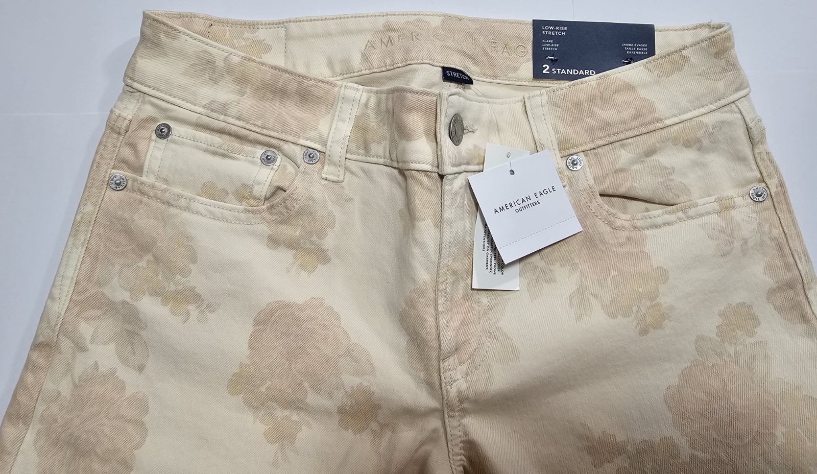 American Eagle AE Low-Rise Floral Flare Jeans Size 2