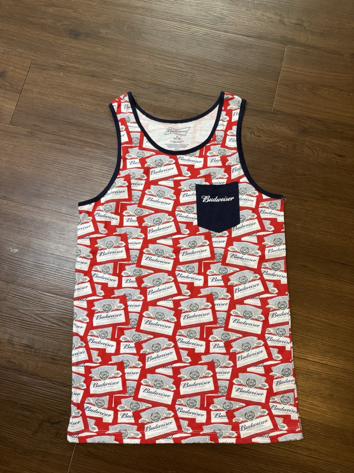 Budweiser Pocket Tank Top Y2K Americana Graphic Beercore Festival S