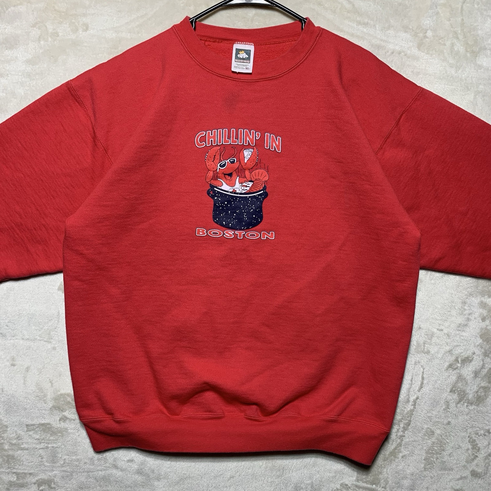 VTG ‘Chillin In Boston’ Lobster Sweatshirt Men’s XL Cotton Deluxe Made In USA