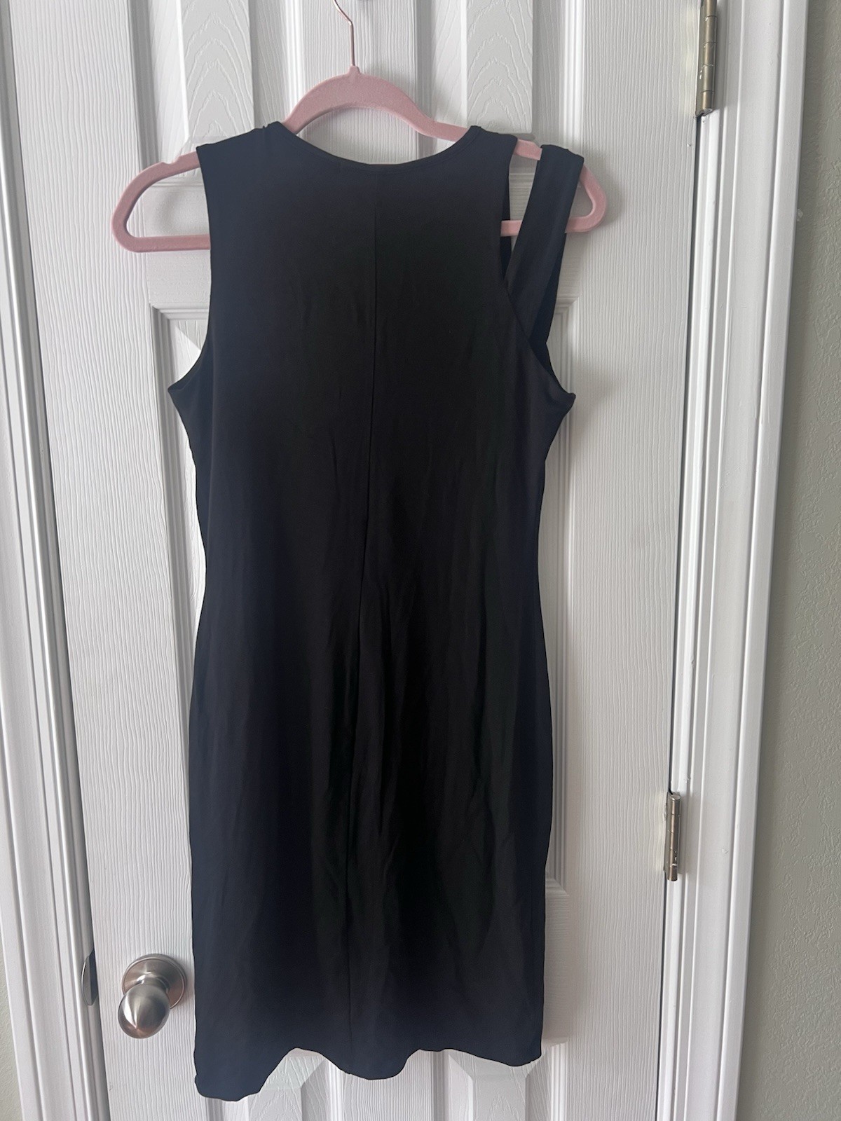 fraiche by J Black Solid Knit Sleeveless Round Neck Cut Out Lined Mini Dress M