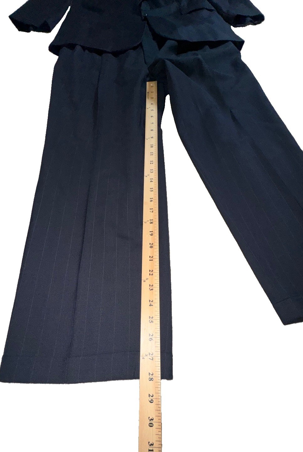 Hickey Freeman Collection Custom 100% Wool Navy Pinstripe Suit 44L Morton Britto