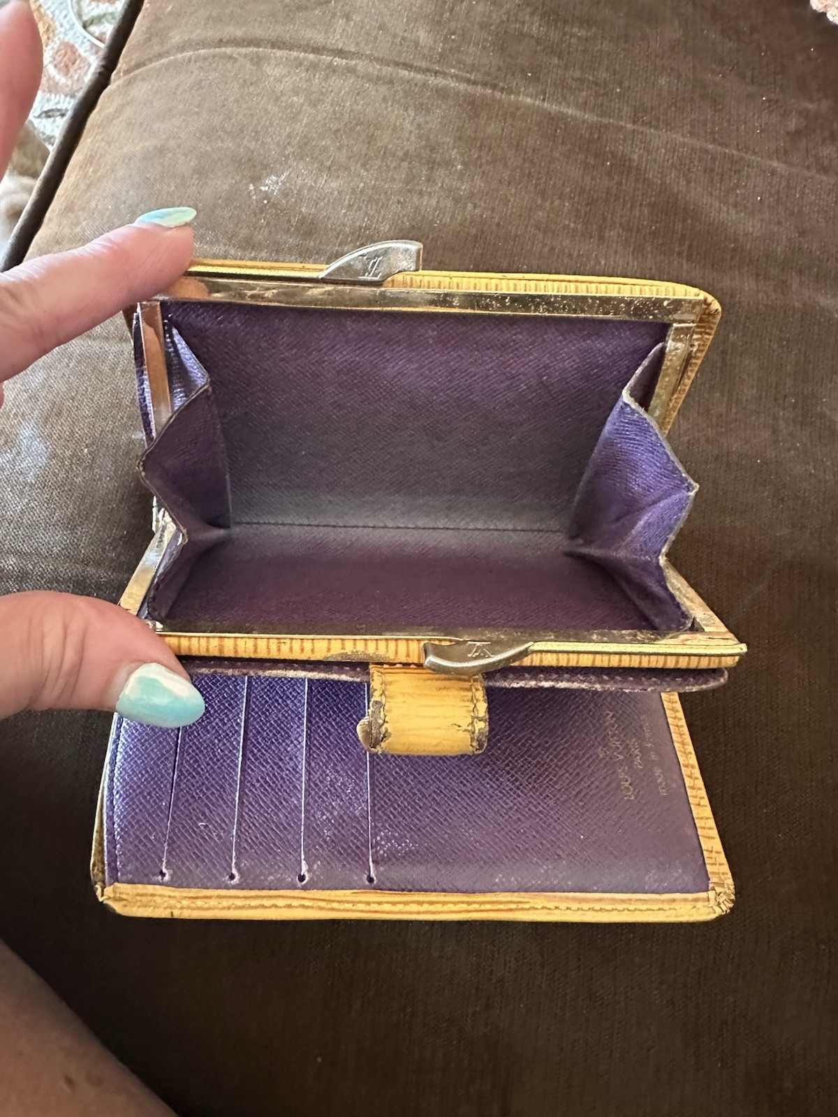 Louis Vuitton Epi Yellow Snap Wallet Coin Purse Folding Credit Card Slots