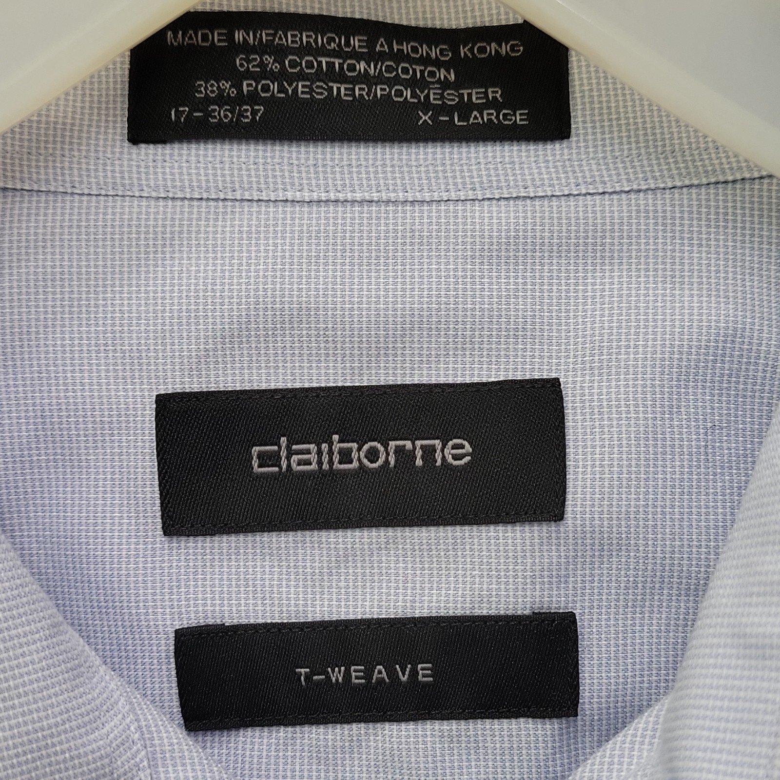Claiborne T-Weave Light Blue Dress Shirt XL 17-36/37 Pocket