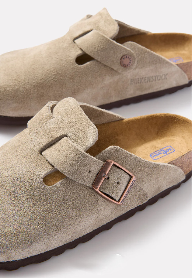 Birkenstock Boston Suede Leather Soft Footbed Taupe/Black/Mocha/Clog Sandals