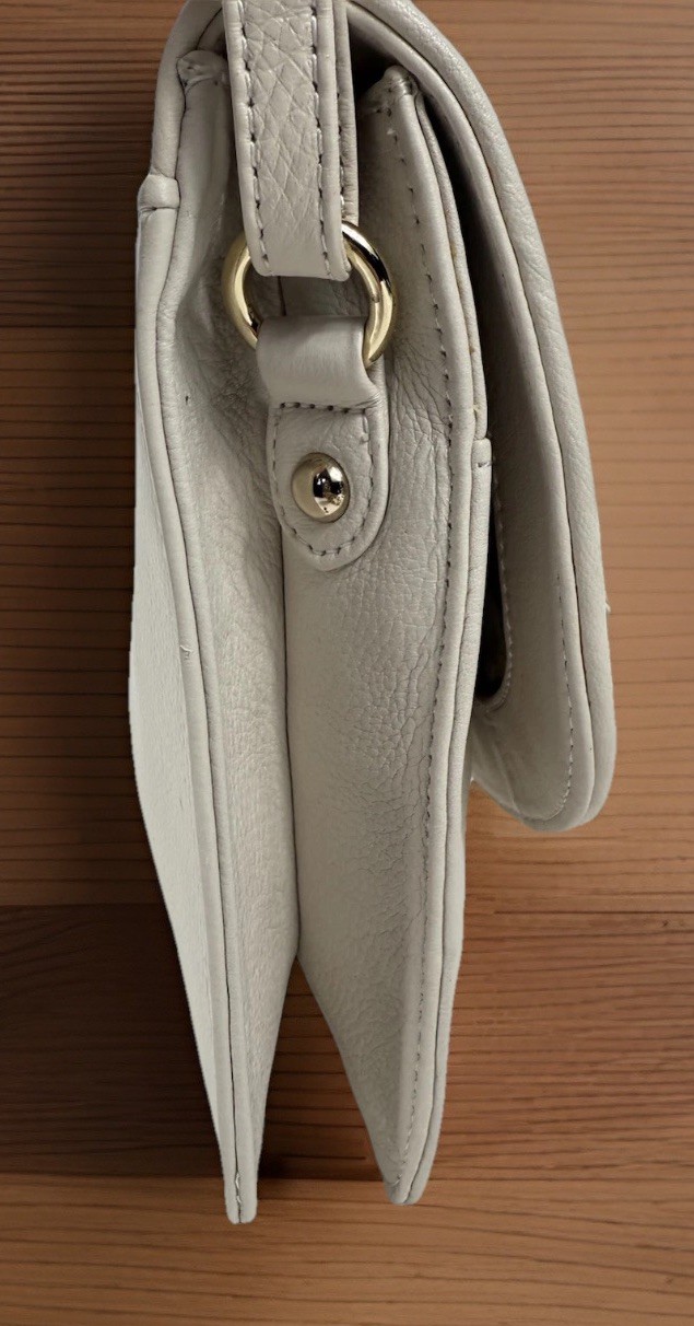 Elliot Lucca Rojo Flap Ivory Leather Crossbody Bag