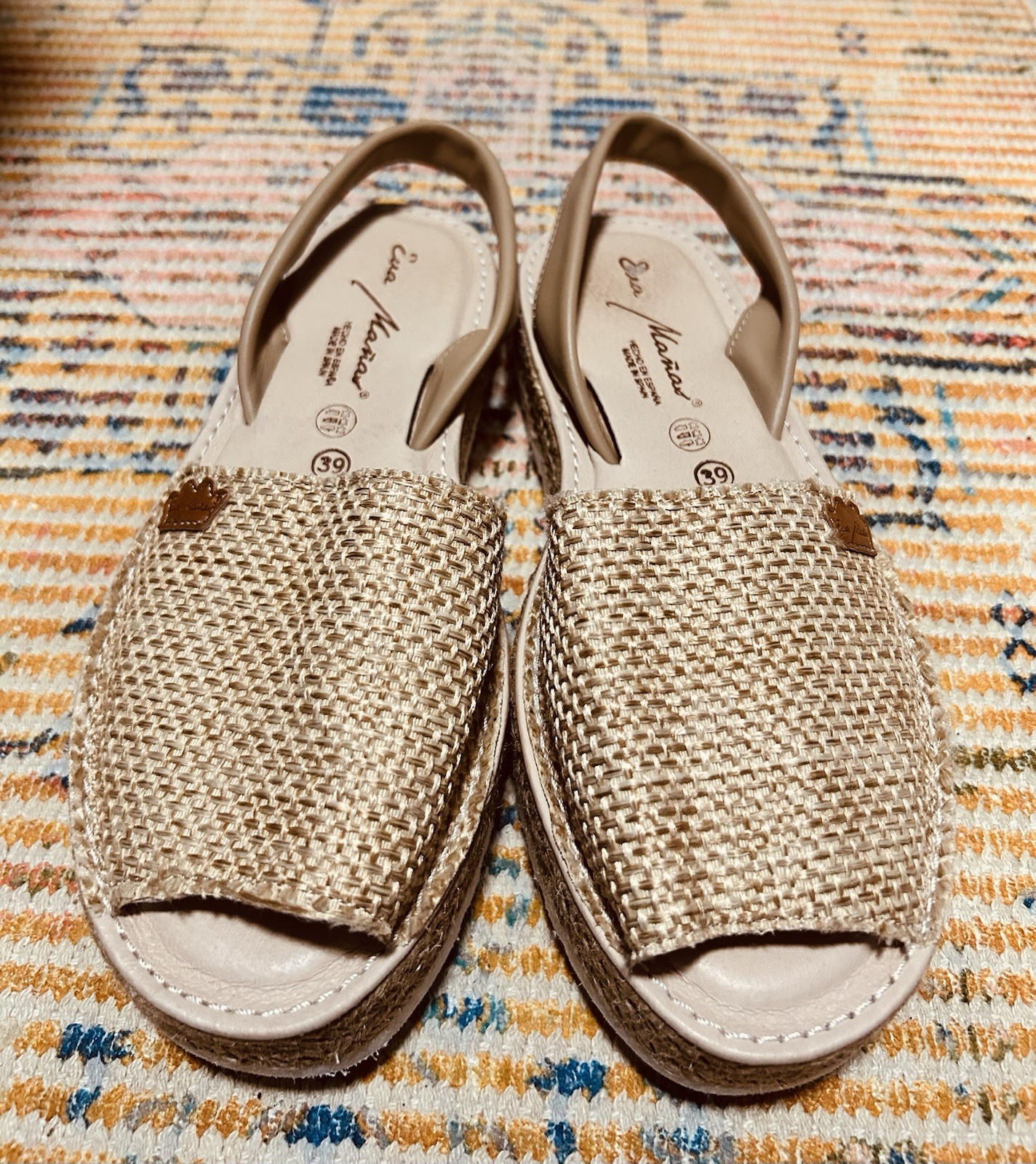 Eva Mañas Platform Espadrille Sandals Raffia Slingback Beach Open Toe 39