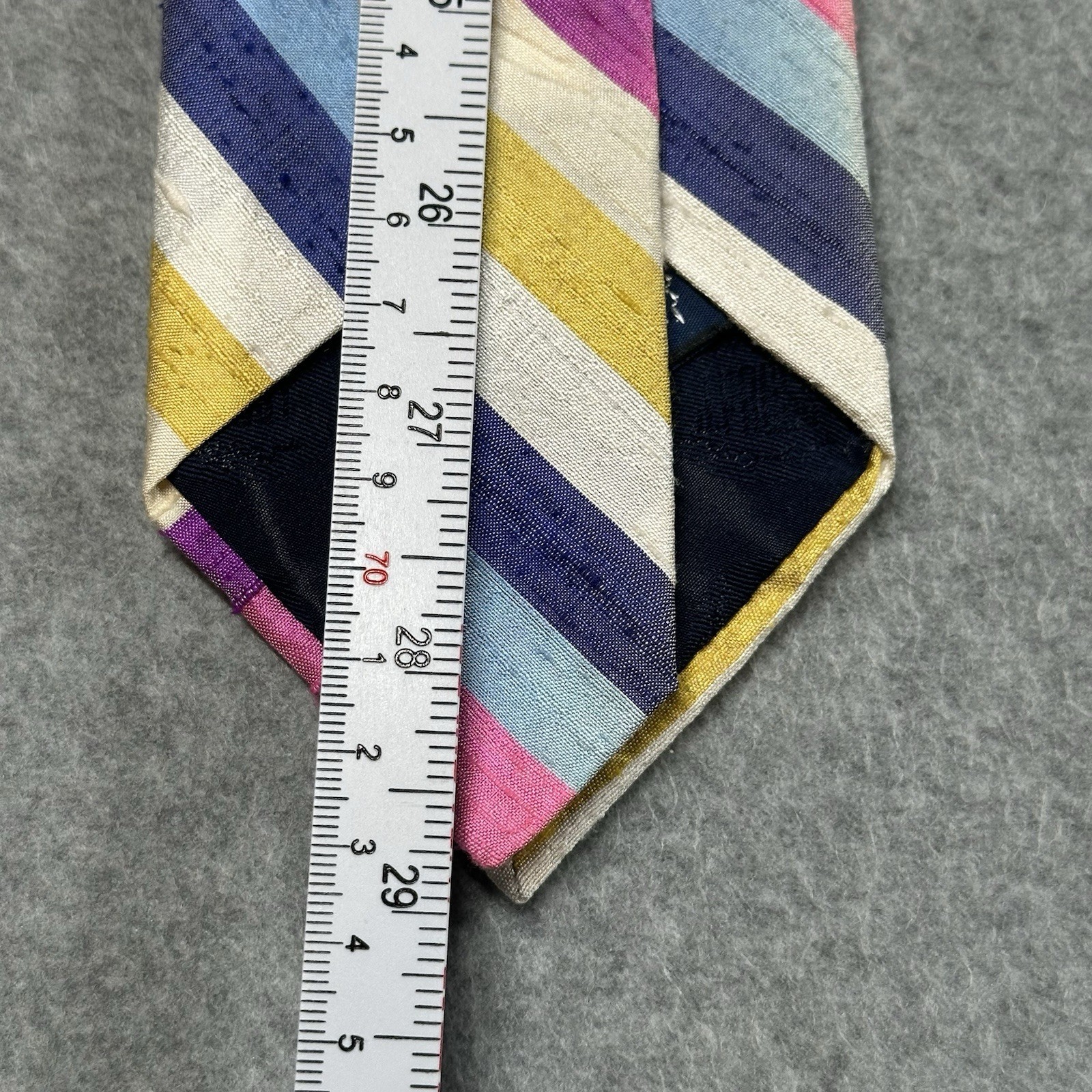 Vintage J Press Silk Tie Multicolor Stripe Italian Fabric Classic Ivy 58×3.25in