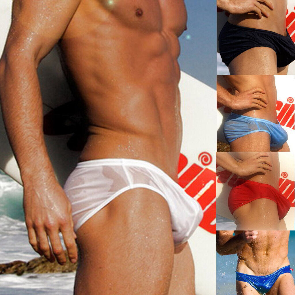 Thin Transparent Underwear Low Waist Mens Bikini Swimwear Swimsuit Swim-Pool New