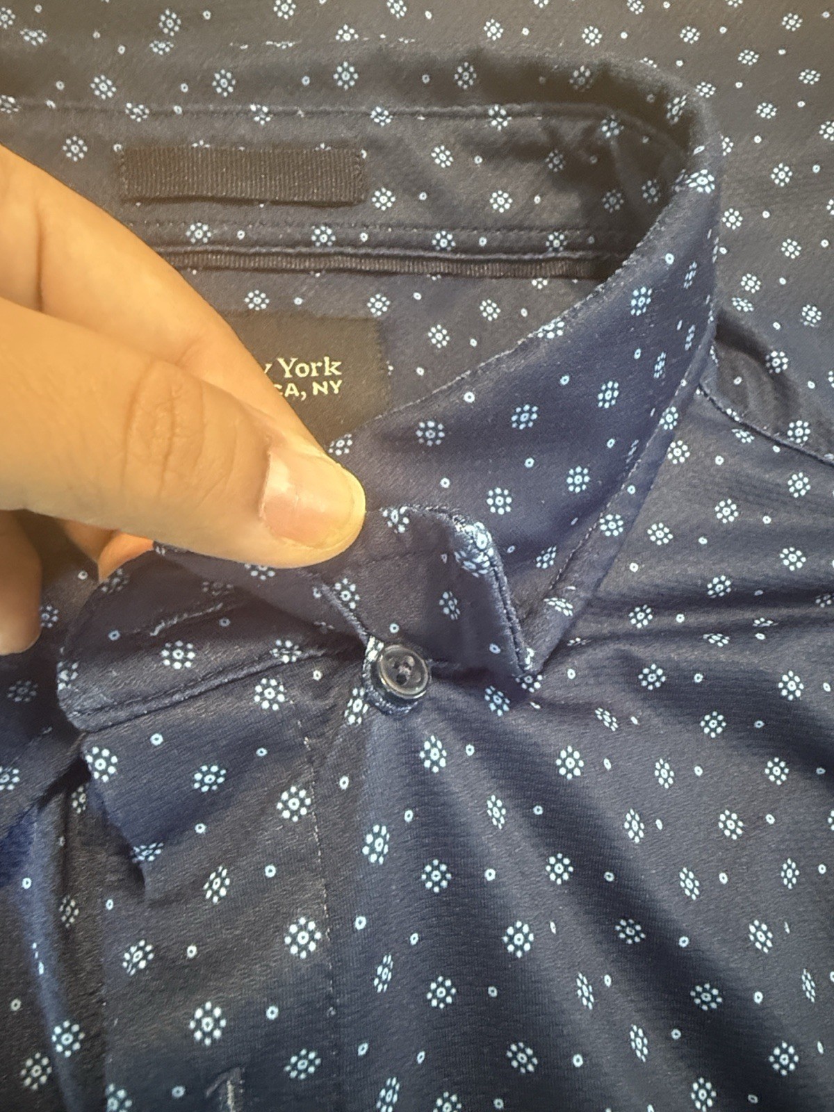 Jachs New York Men’s XL Blue Geometric short Sleeve Button-Down Shirt Poly/Span