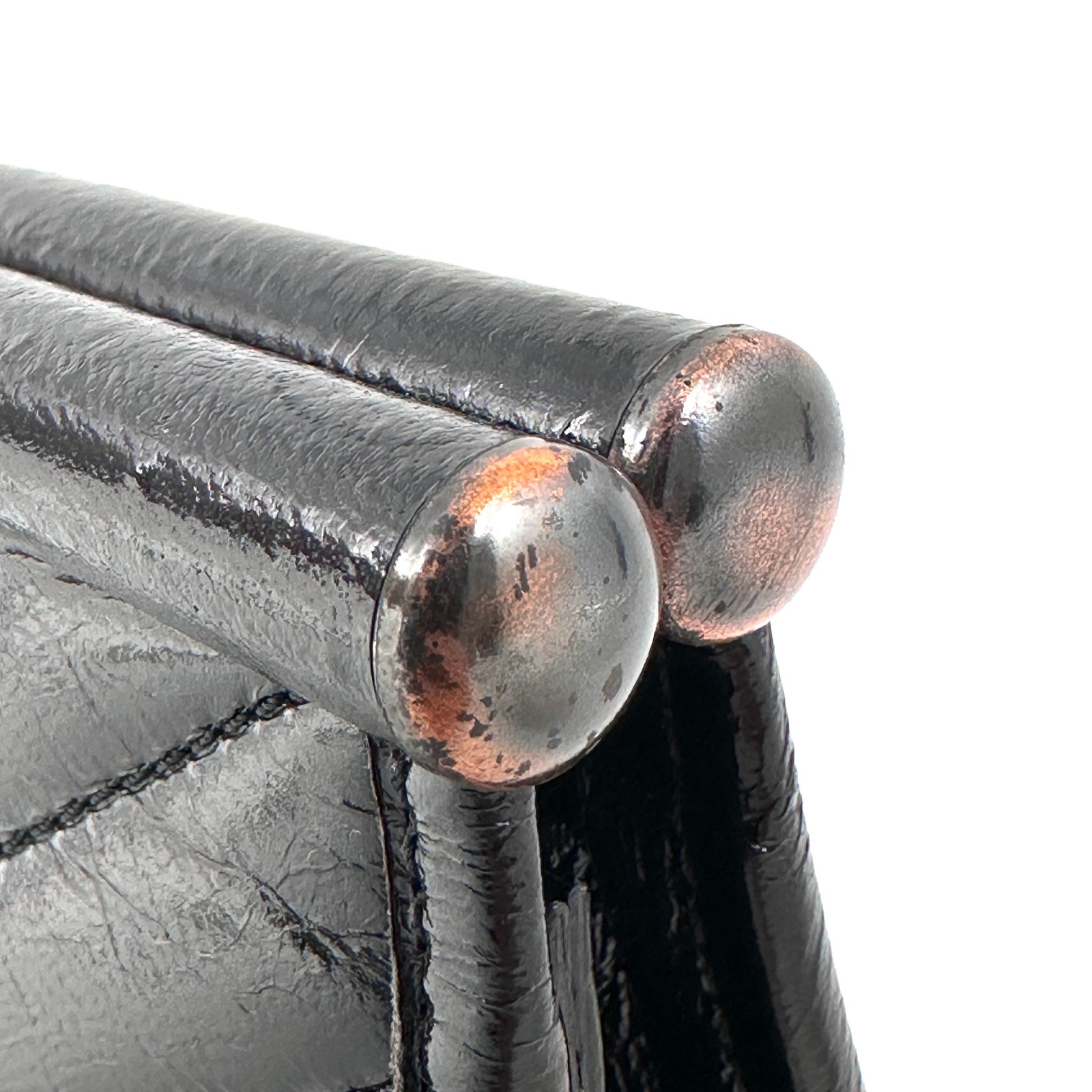 Yves Saint Laurent Black Leather Clutch Bag V stitch YSL Purse Vintage Authentic
