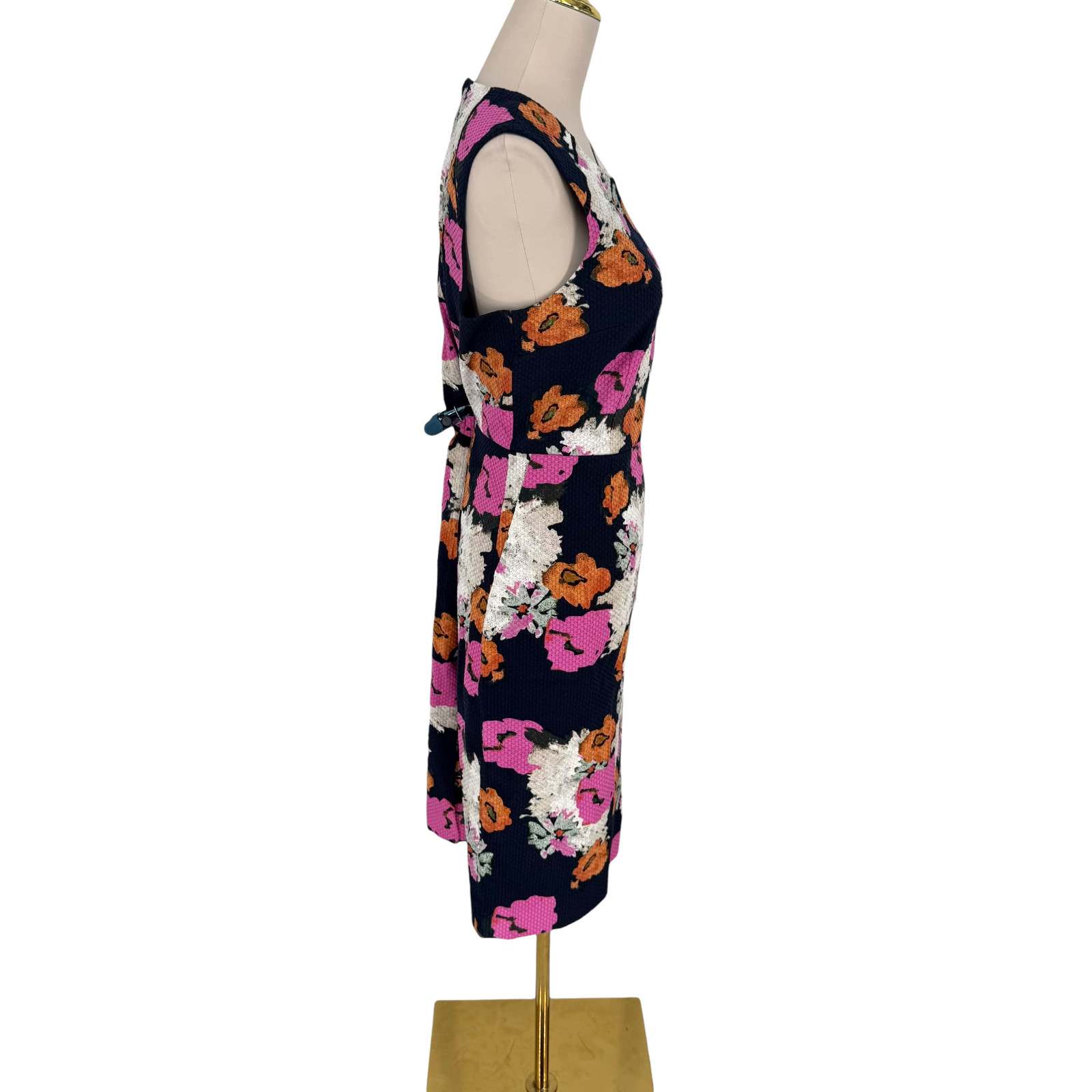 J.Crew Floral Sheath Dress 12 Portfolio Navy Pink Petunia Matelasse Sleeveless